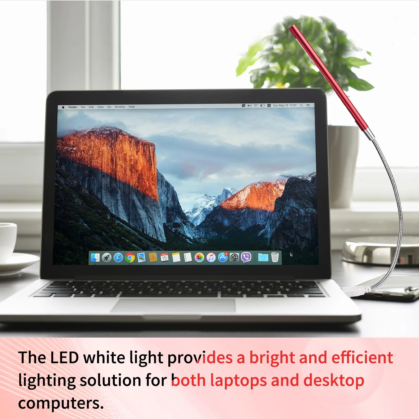 2 Pcs Keyboard Light Portable USB LED Light 10 Lamp Beads LED Laptop Light with Long Gooseneck Flexible Stick Laptop Light for Reading Book and Striking Keyboard (No Touch Switch, 2 Pcs, Red) - Image 7