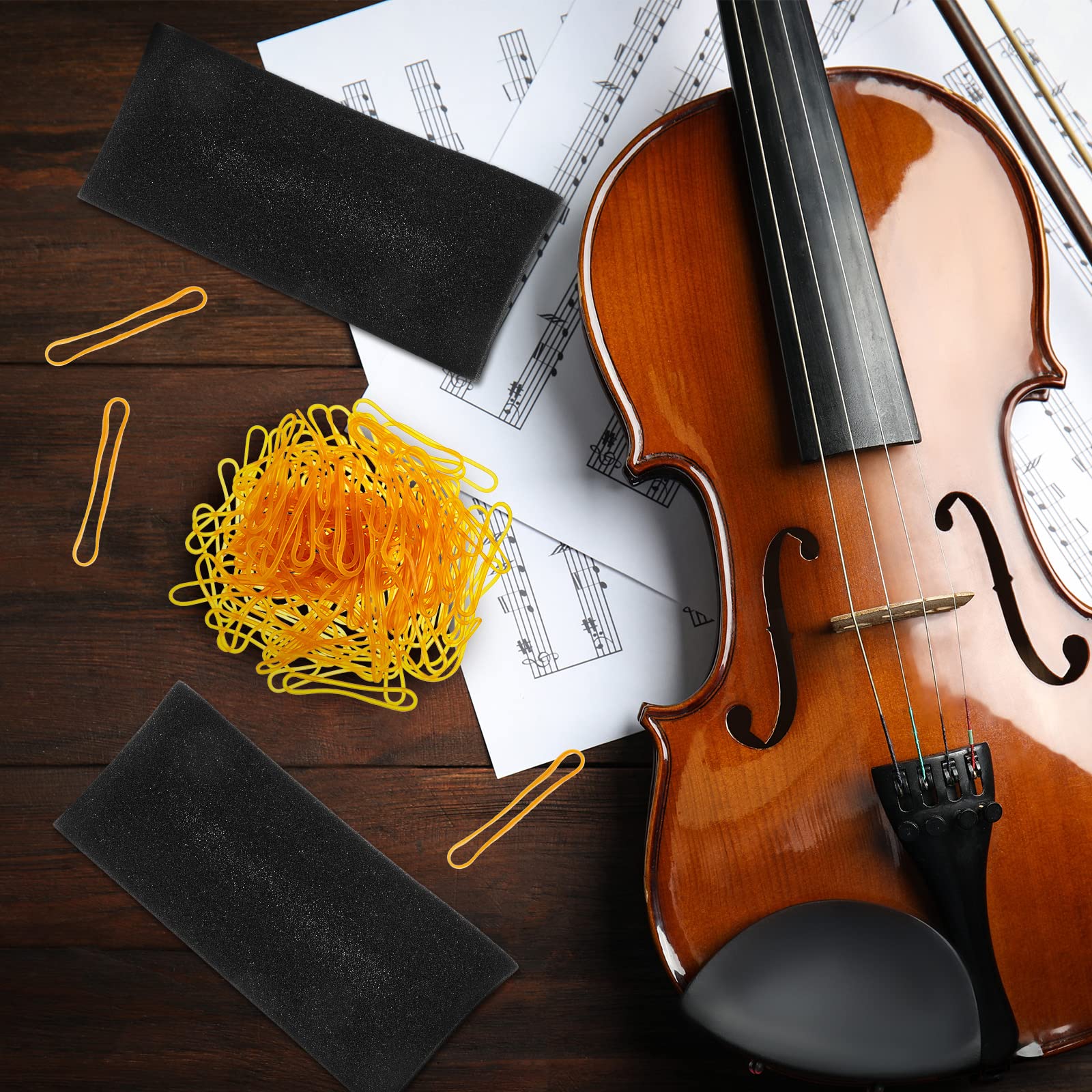 2 Pcs Kids Violin Shoulder Pads Soft Foam Violin Shoulder Rest Violin Sponge Violin Shoulder Pillow with Yellow Rubber Bands for Party Wedding Concerts Player Cushion, 3/4-1/2 - Image 6