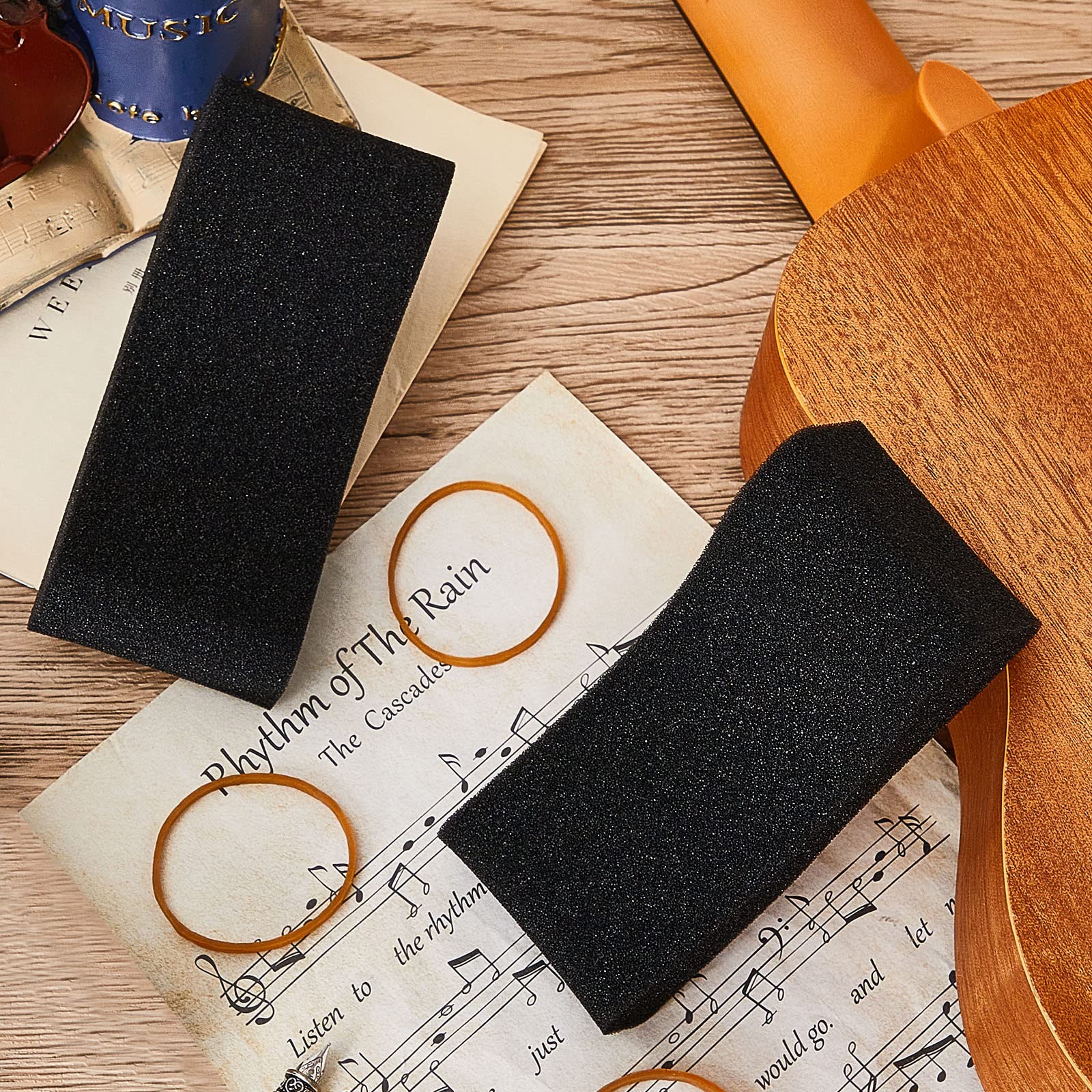 2 Pcs Kids Violin Shoulder Pads Soft Foam Violin Shoulder Rest Violin Sponge Violin Shoulder Pillow with Yellow Rubber Bands for Party Wedding Concerts Player Cushion, 3/4-1/2 - Image 7