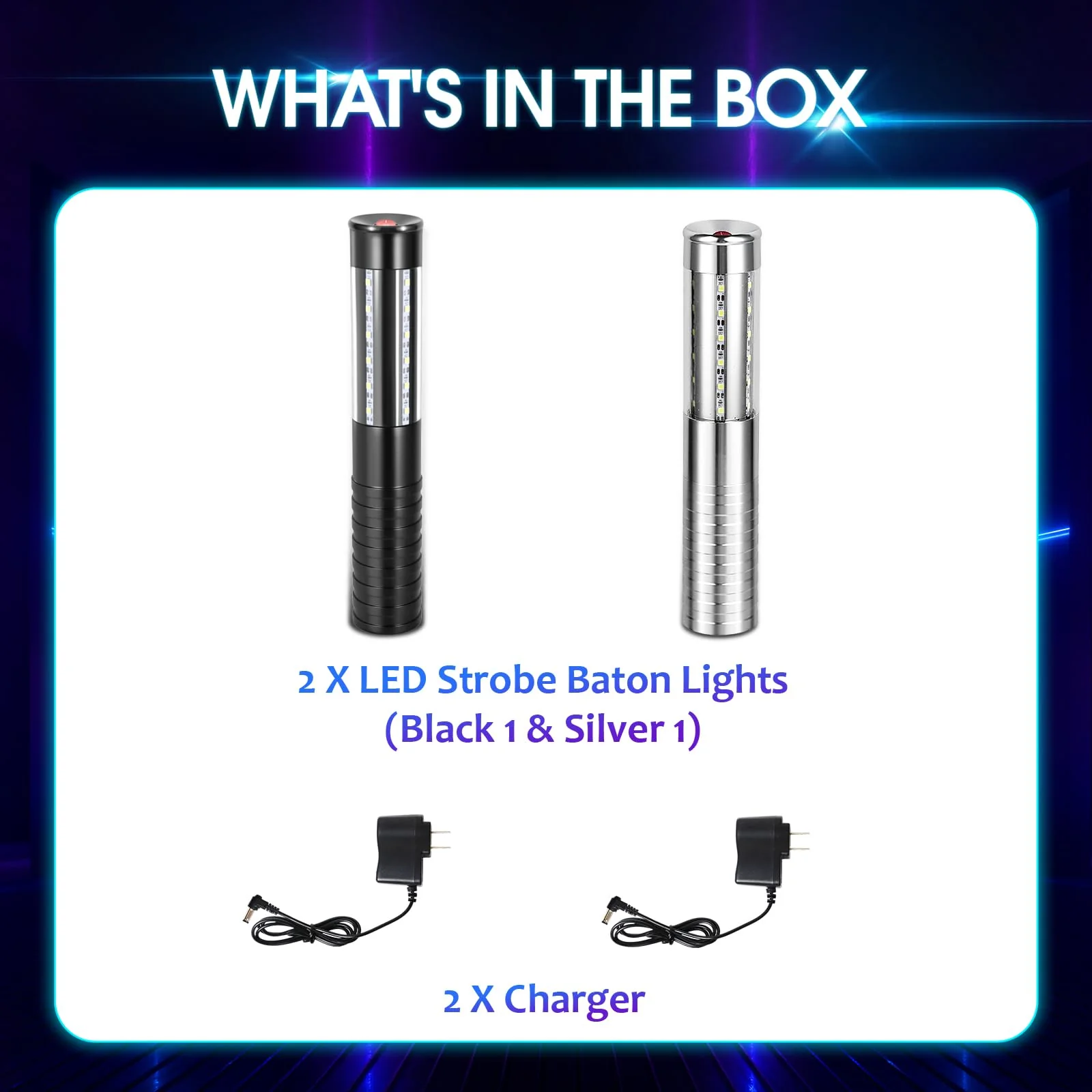 2 PCS LED Strobe Baton Light Rechargeable LED Bottle Service Light Reusable Handheld Champagne Bottle LED Light for Party Nightclub Bar Concert Event Festival Outdoor Activity (Silver&Black) - Image 6