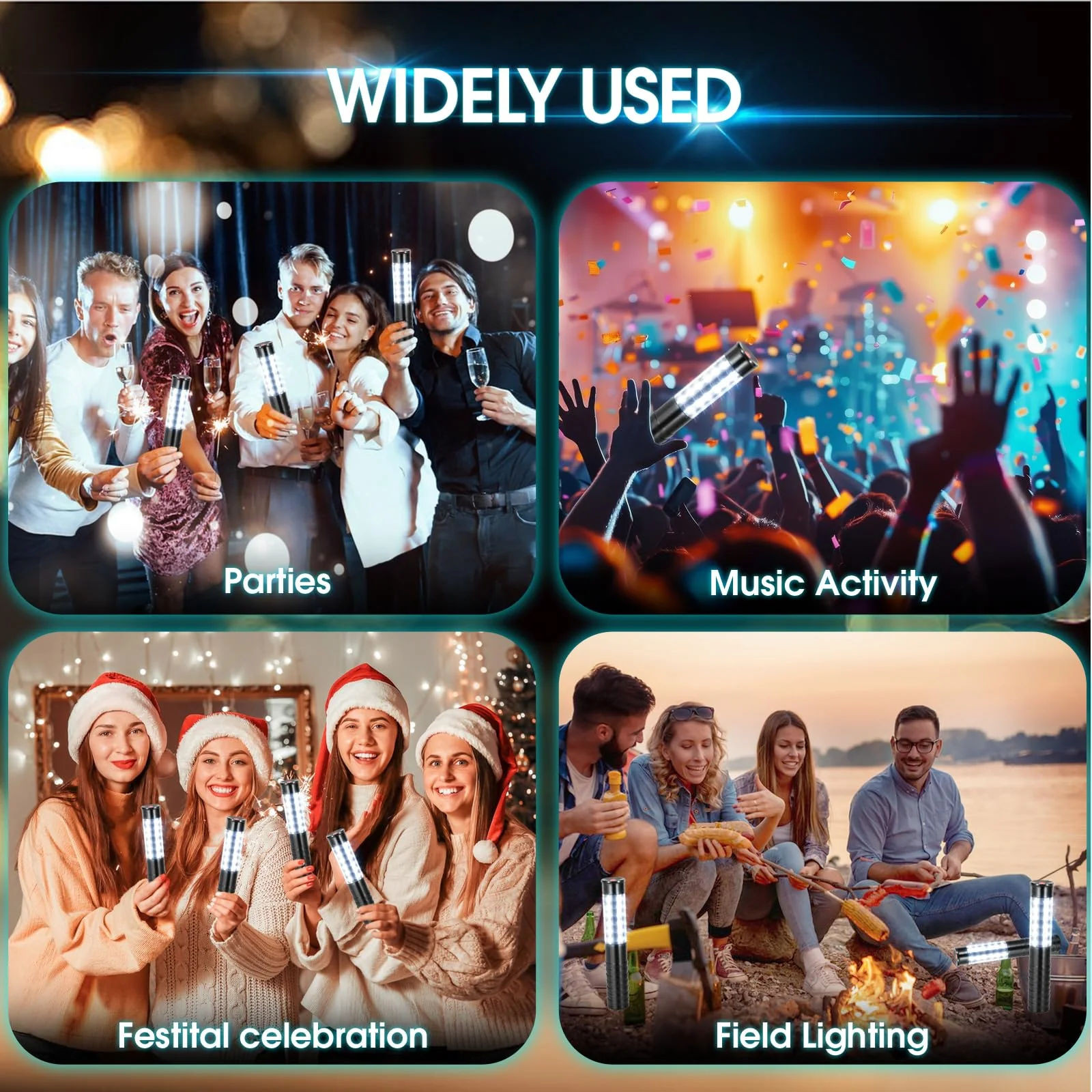 2 PCS LED Strobe Baton Light Rechargeable LED Bottle Service Light Reusable Handheld Champagne Bottle LED Light for Party Nightclub Bar Concert Event Festival Outdoor Activity (Silver&Black) - Image 8