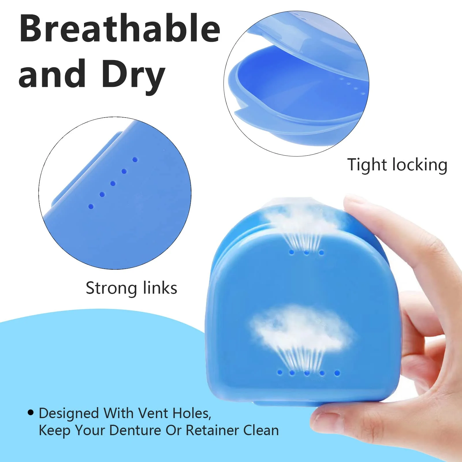 2 PCS Orthodontic Retainer Case,Retainer Case,Denture Case with Ventilation Holes for Mouth Guard and Floss - Image 3