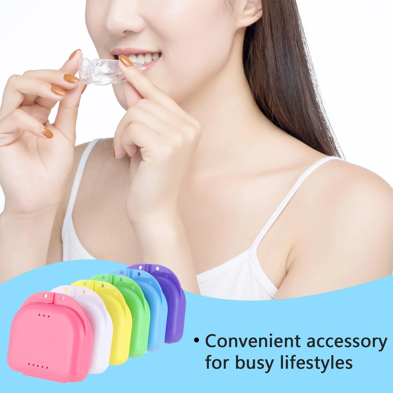 2 PCS Orthodontic Retainer Case,Retainer Case,Denture Case with Ventilation Holes for Mouth Guard and Floss - Image 6