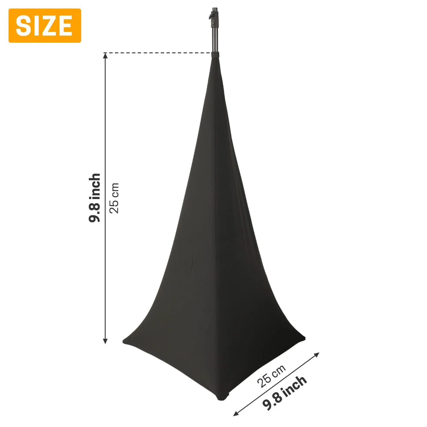 2 Pcs Speaker Stand Cover 360 Degree Black Speaker Skirt Cover DJ Tripod Stretchable Scrim with Storage Bag for Stage Gig Party Wedding Banquet - Image 2