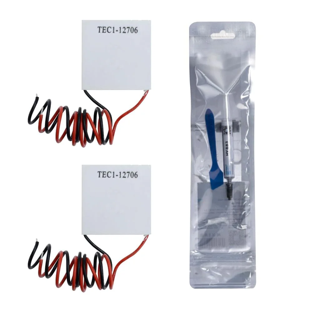 2 Pcs TEC1-12706 Peltier Cooling Module Semiconductor Cooling Tablets with 5g Thermal Paste Heatsink Thermoelectric Cooler Kit 2 pieces Peltier cooling module + 1 piece thermal pastes - Image 6