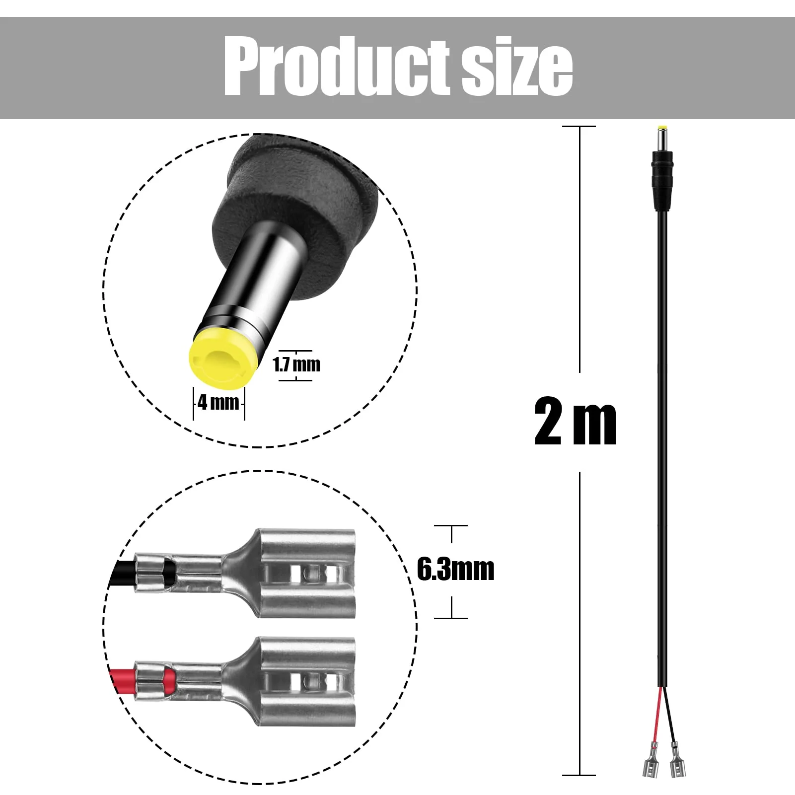 2 PCS Trail Camera Power Cord,4.0x1.7mm DC External Power Cable Compatible with Tactacam Reveal X XB SK,Wise Eye,Covert Cameras, Snyper Cameras, etc. 4.0x1.7mm DC Plug Trail Game Camera 2-pcs 4.0x1.7mm cable - Image 3