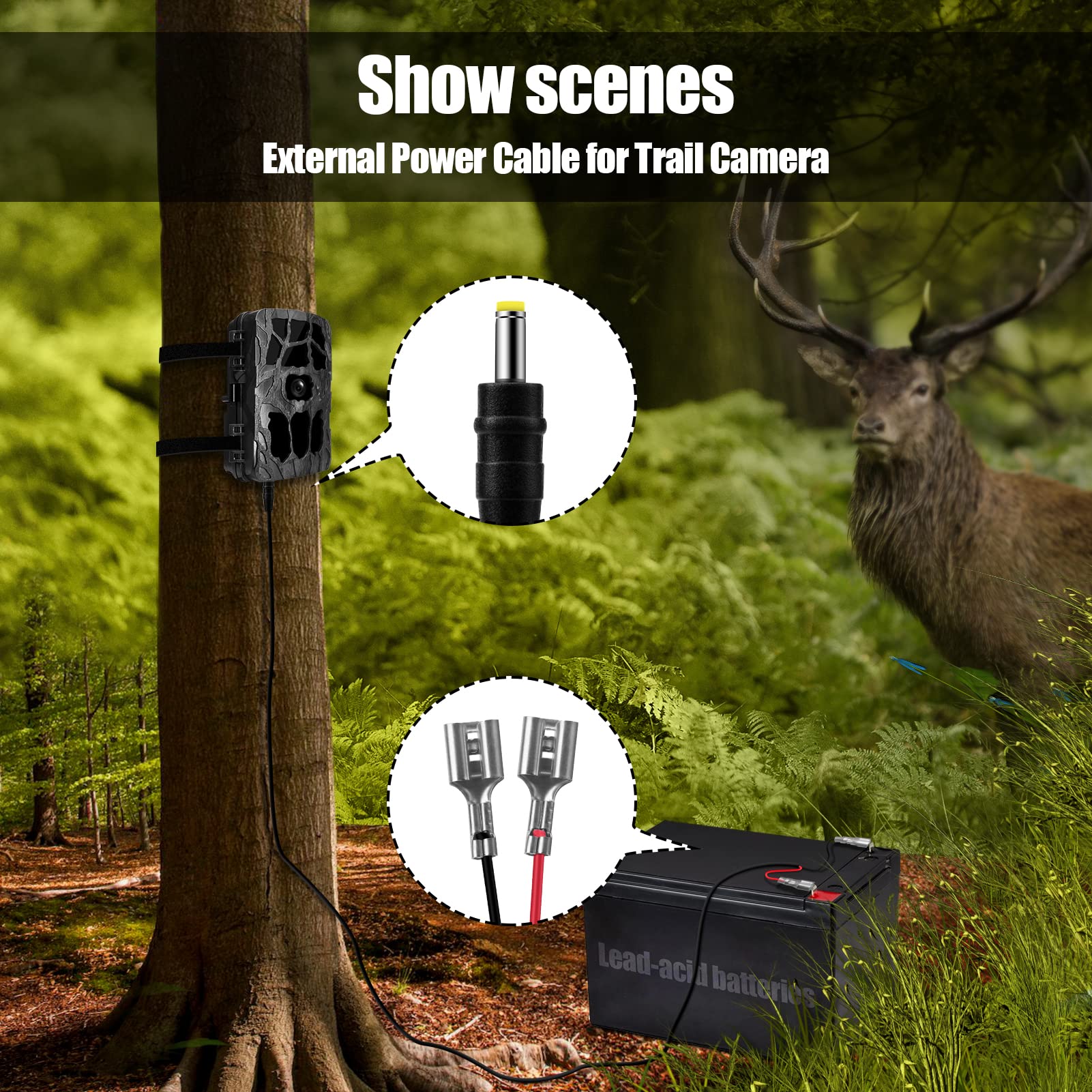 2 PCS Trail Camera Power Cord,4.0x1.7mm DC External Power Cable Compatible with Tactacam Reveal X XB SK,Wise Eye,Covert Cameras, Snyper Cameras, etc. 4.0x1.7mm DC Plug Trail Game Camera 2-pcs 4.0x1.7mm cable - Image 6