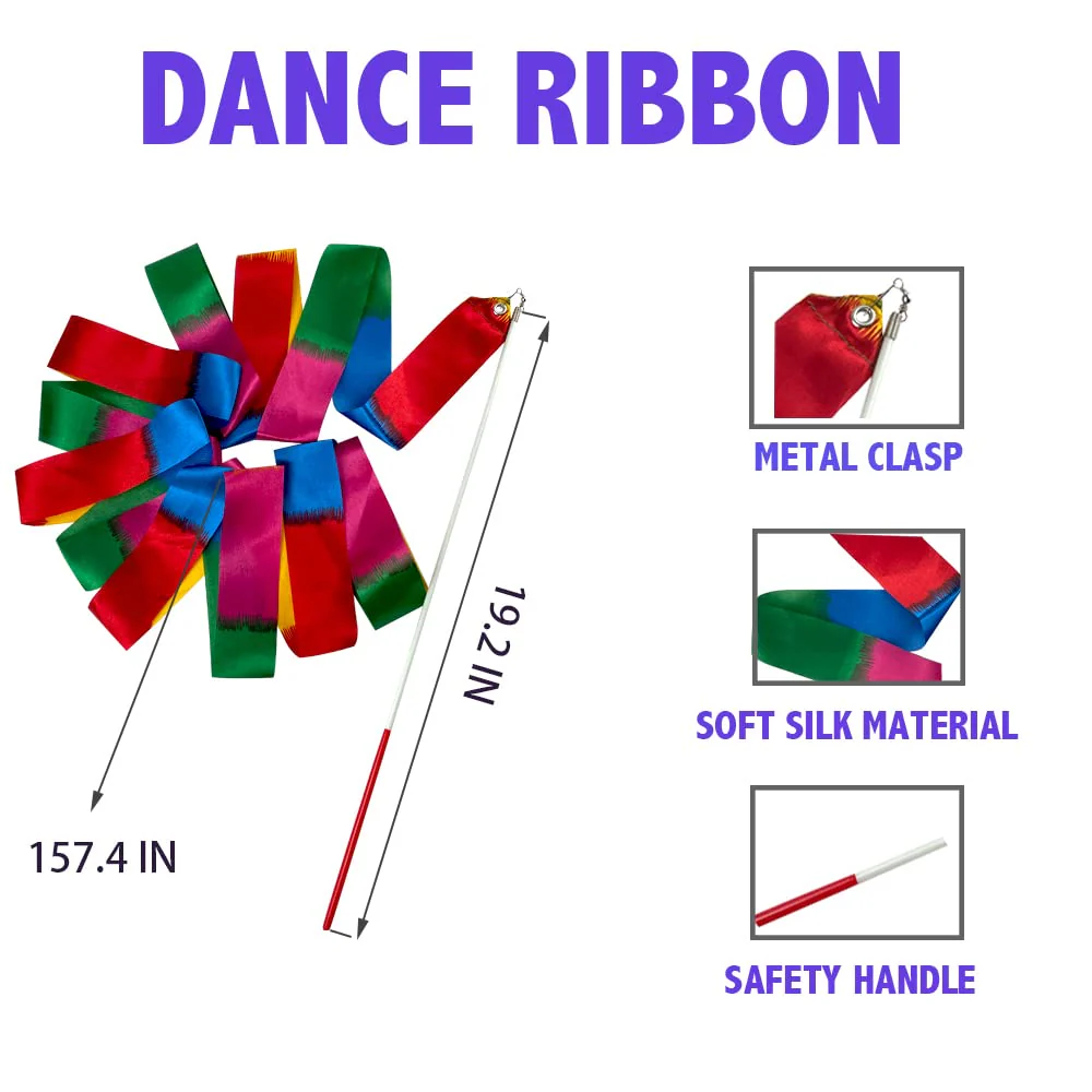 2 Pcs Twirling Baton 26-Inches Marching Band Baton Spinning Dance Baton Metal Gymnastics Parade Stick for Child in Majorette with 2 Dance Ribbon Streamer 2 White - Image 3