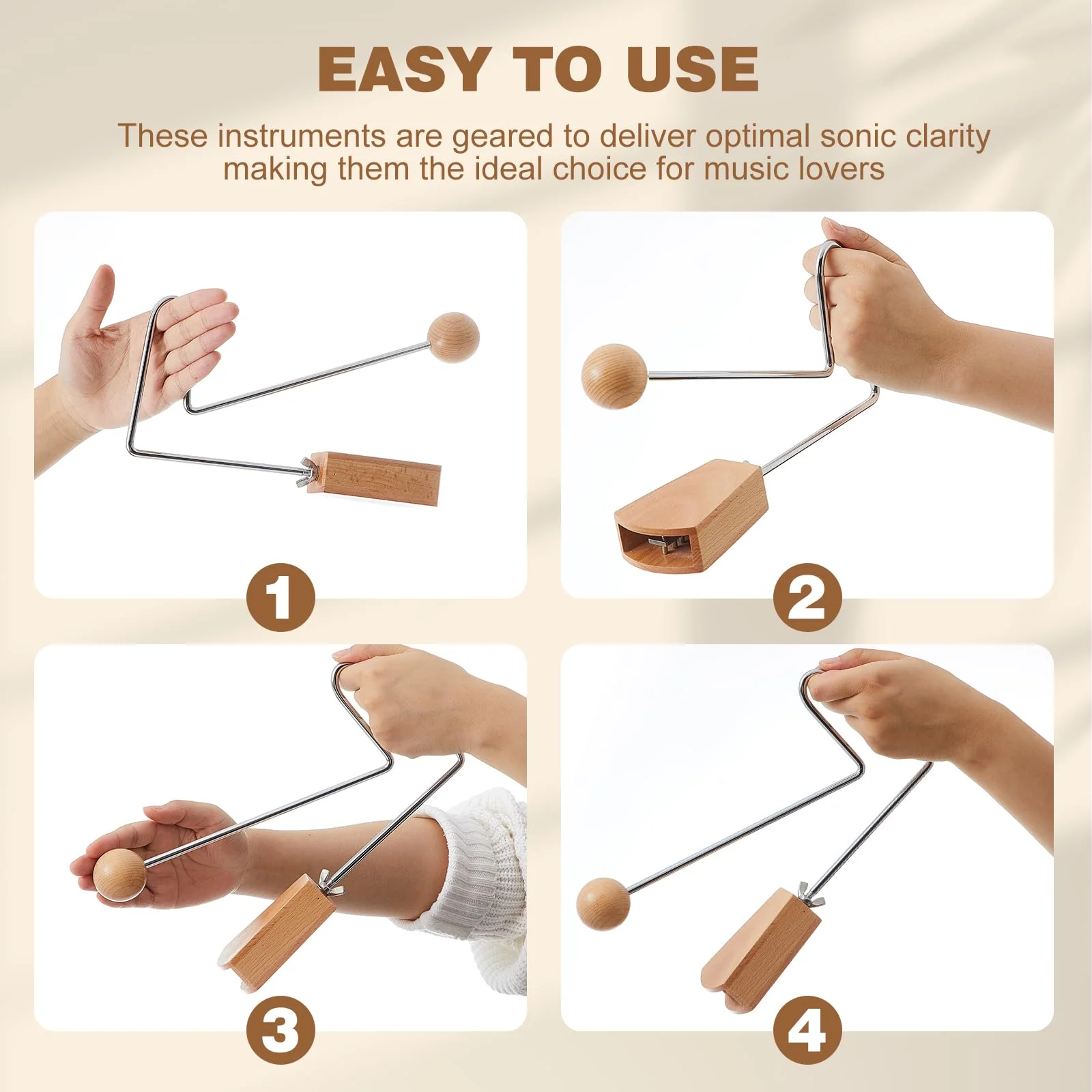 2 Pcs Vibra Slap Percussion Instrument Latin Vibraslap Handheld Musical Instrument Rattling Claves for Musician Band Studio Vibraphone Enthusiast - Image 3