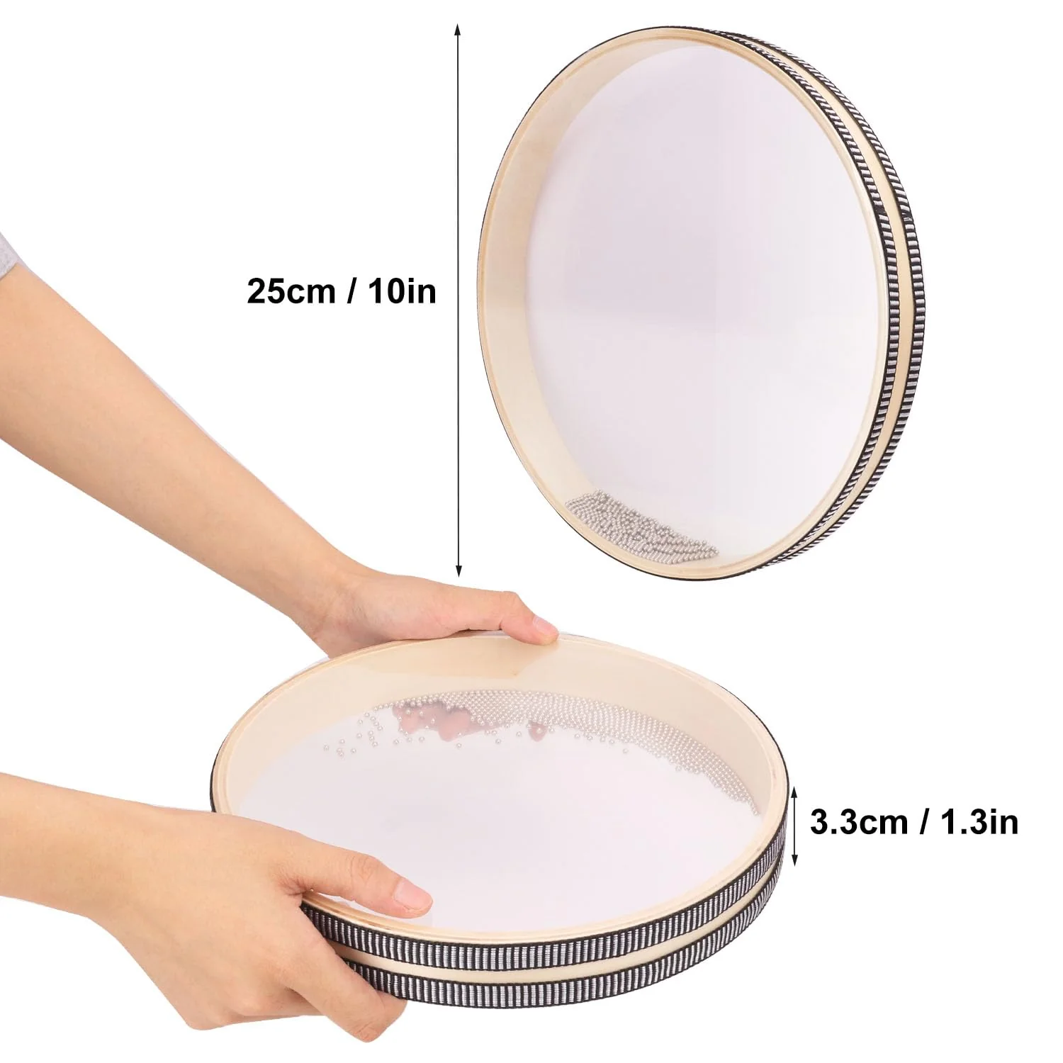 2 PCS Wave Bead Ocean Drum, 10 Inch Percussion Wave Drum, Authentic Sea Sound Drum, Shell Ocean Sound Drum for Sound Healing, Home Supplies - Image 2