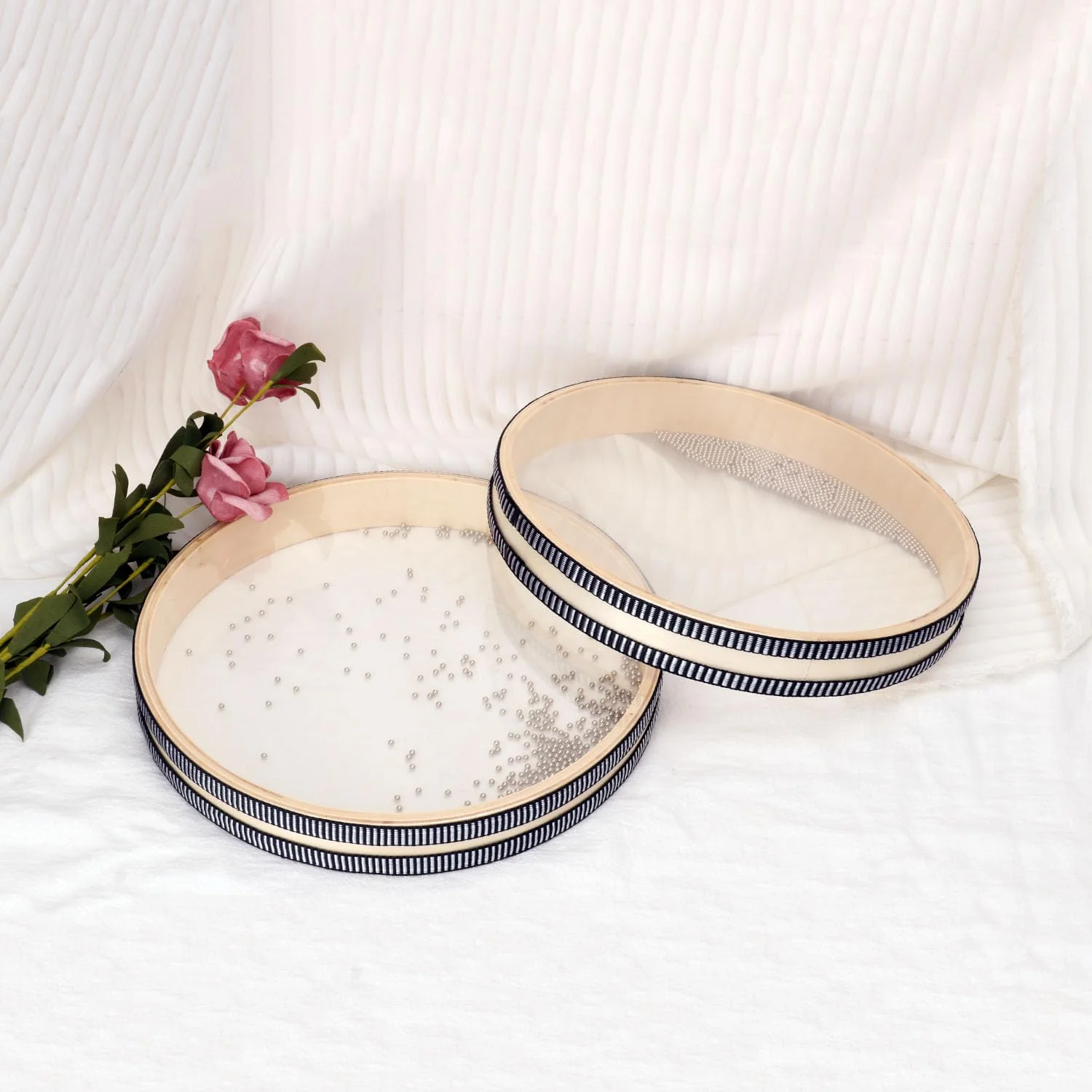 2 PCS Wave Bead Ocean Drum, 10 Inch Percussion Wave Drum, Authentic Sea Sound Drum, Shell Ocean Sound Drum for Sound Healing, Home Supplies - Image 4