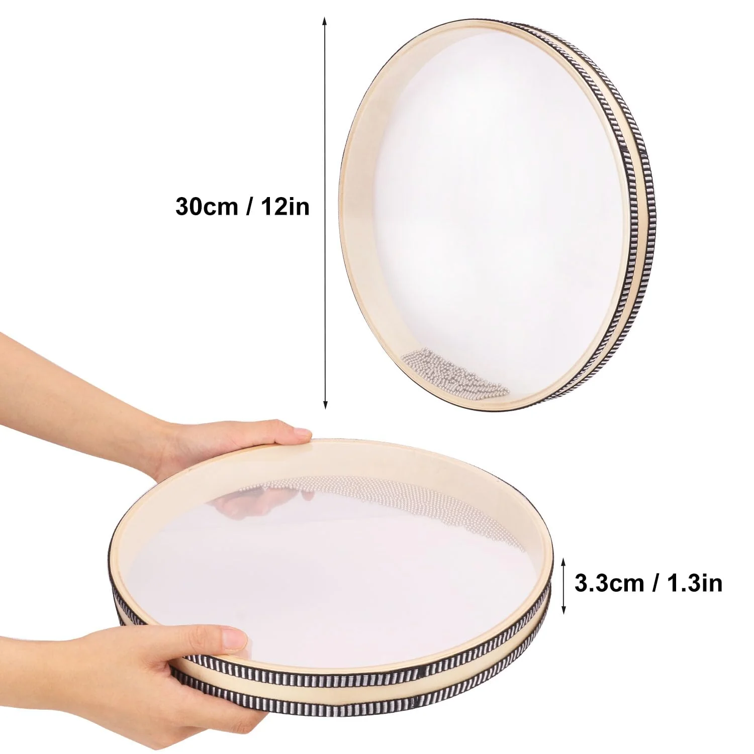 2 PCS Wave Bead Ocean Drum, 12 Inch Percussion Wave Drum, Authentic Sea Sound Drum, Shell Ocean Sound Drum for Sound Healing, Home Supplies - Image 2