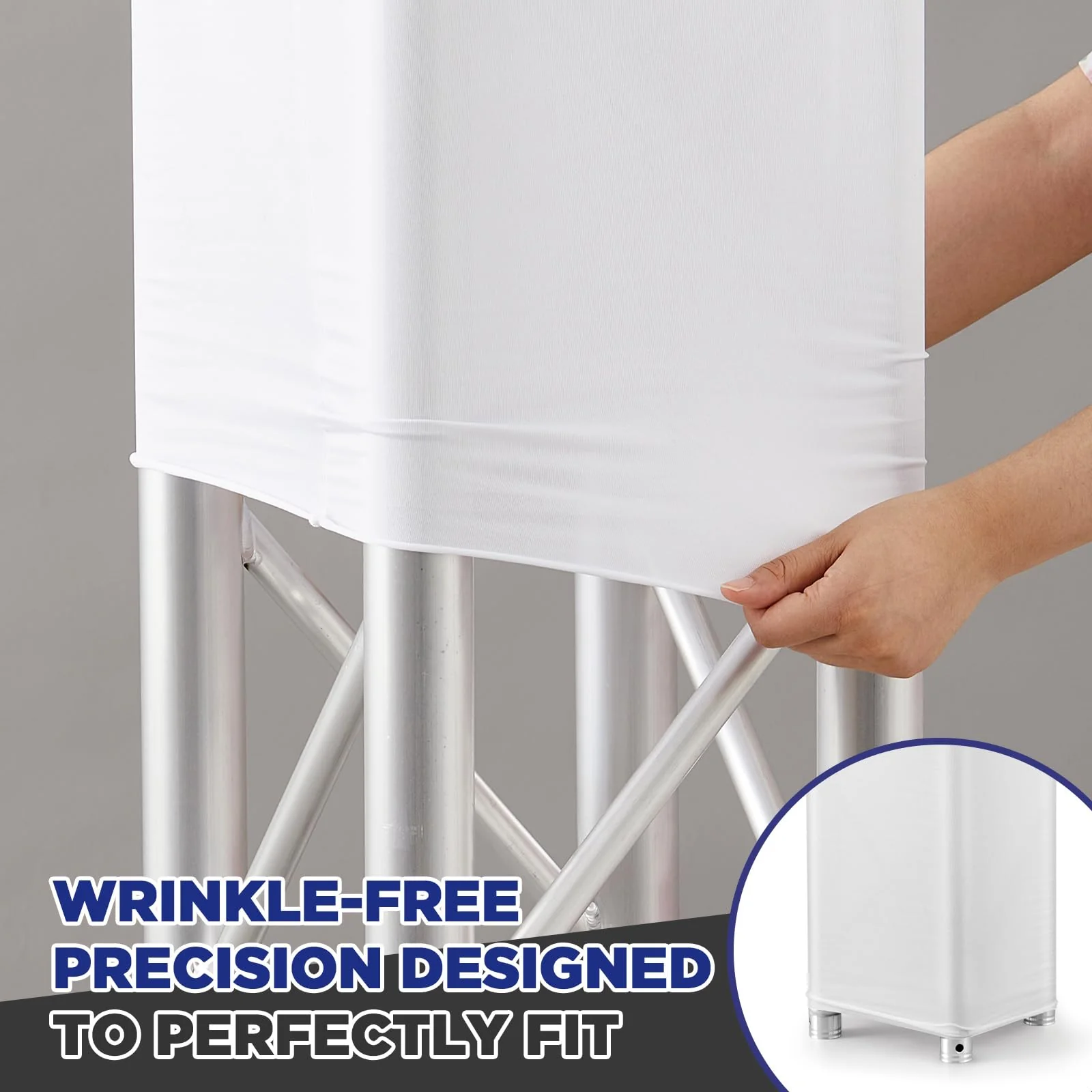 2 Pcs White Truss Cover Fits 6.56 ft x 8 in Box Truss Scrim Elastic Fabric Seamless Integration Easy Installation Pull over Truss Sleeves - Image 4