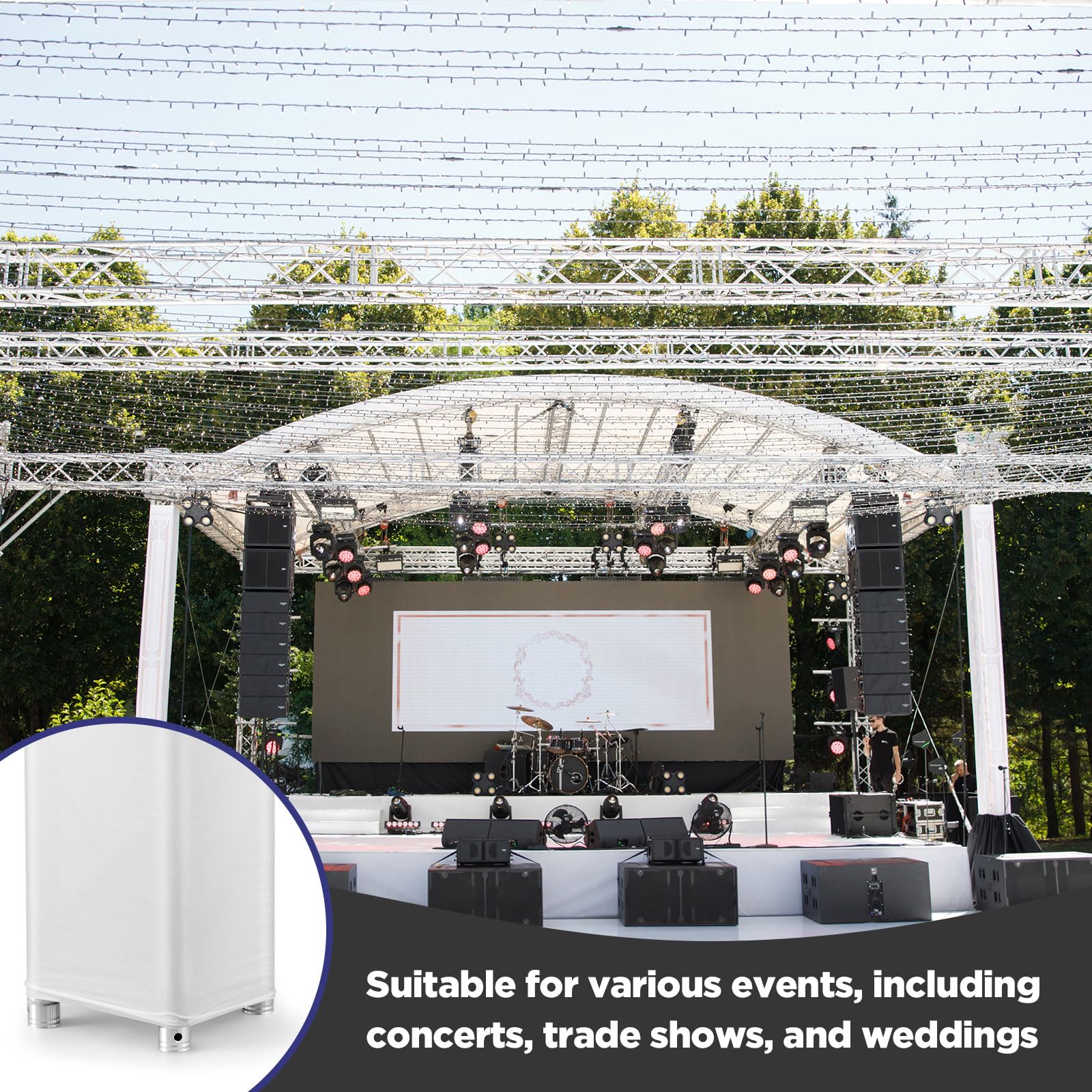 2 Pcs White Truss Cover Fits 6.56 ft x 8 in Box Truss Scrim Elastic Fabric Seamless Integration Easy Installation Pull over Truss Sleeves - Image 5