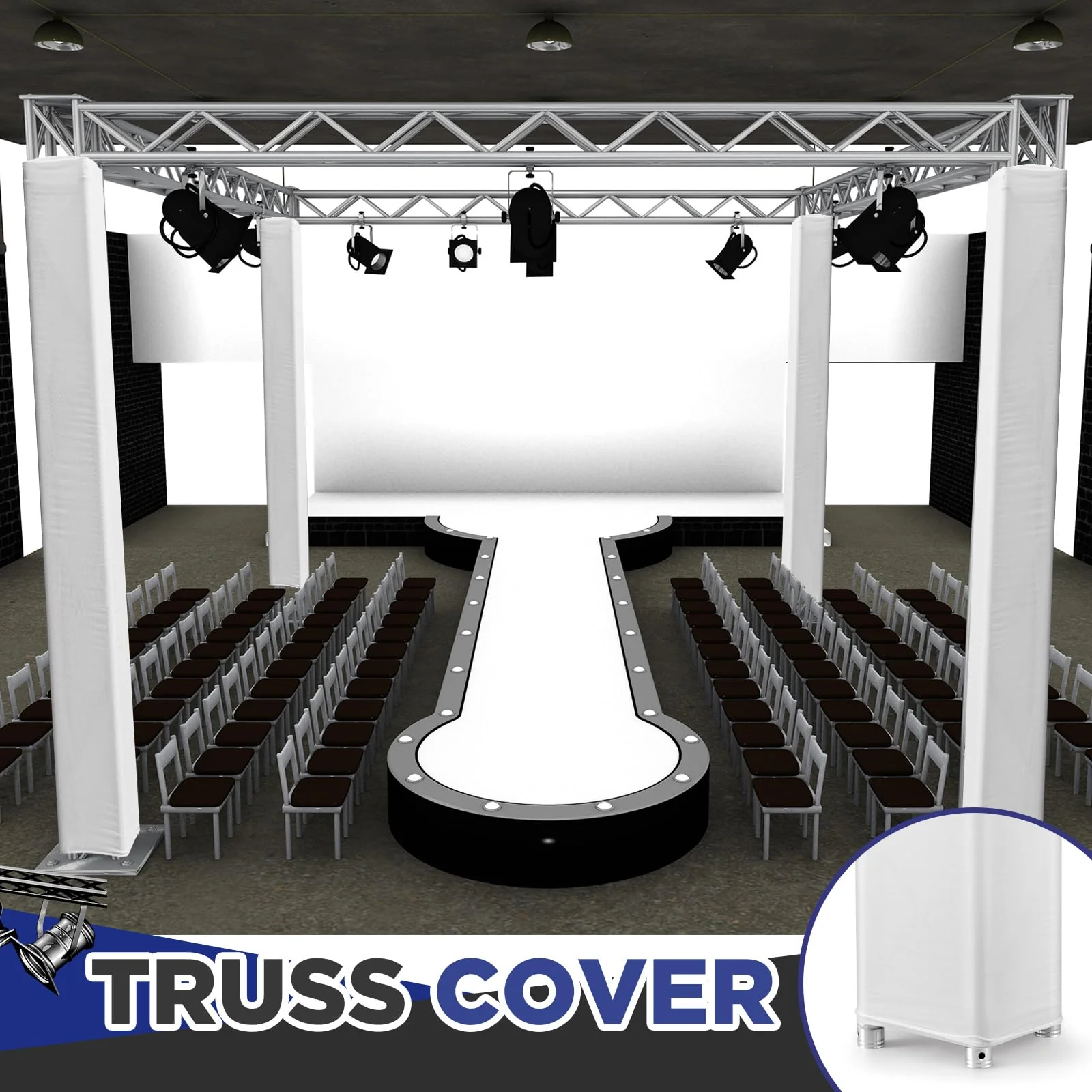 2 Pcs White Truss Cover Fits 6.56 ft x 8 in Box Truss Scrim Elastic Fabric Seamless Integration Easy Installation Pull over Truss Sleeves - Image 7