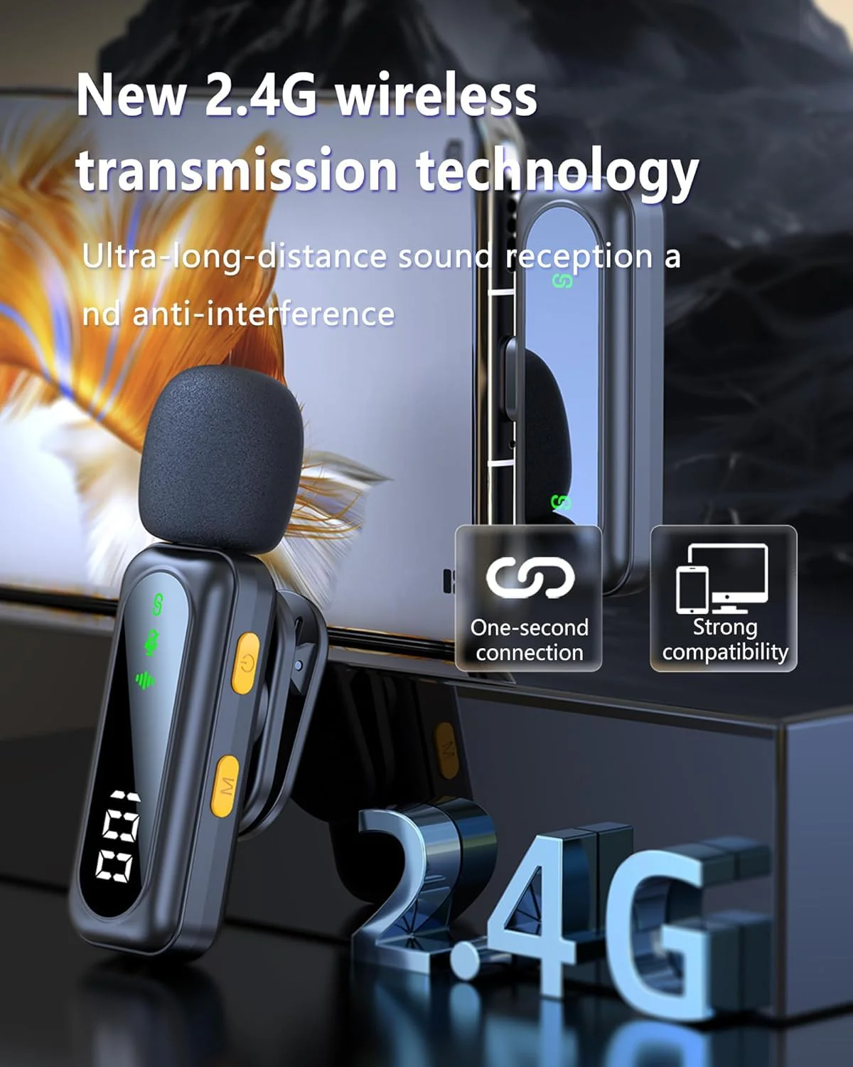 2 Pcs Wireless Lavalier Microphone for iPhone, Video Recording Clip-on Mics with Rotatable Clip&Denoise Recording,Ideal for Vlog Tiktok YouTube Podcast Content Creator, for iPad/Android/PC - Image 2
