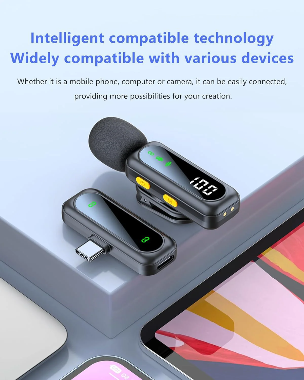 2 Pcs Wireless Lavalier Microphone for iPhone, Video Recording Clip-on Mics with Rotatable Clip&Denoise Recording,Ideal for Vlog Tiktok YouTube Podcast Content Creator, for iPad/Android/PC - Image 5