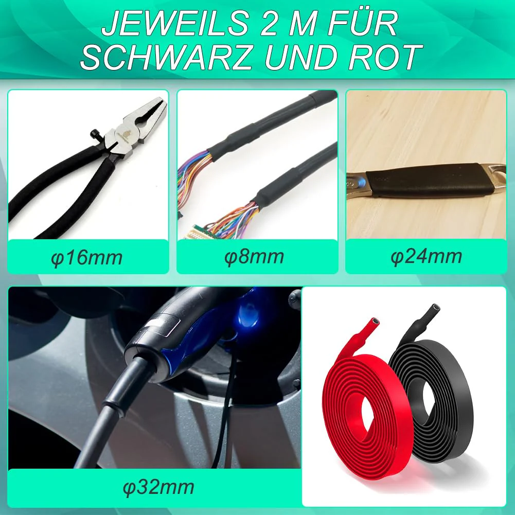 2 Pieces 4:1 Heat Shrink Tubing, Diameter 8 mm & 2 m Length, Heat Shrink Tubes with Adhesive, Waterproof and Insulation, Heat Shrink Tubing Sold by the Metre for Cable Insulation, Marking, Cable Ø8mm & 2m - Image 3