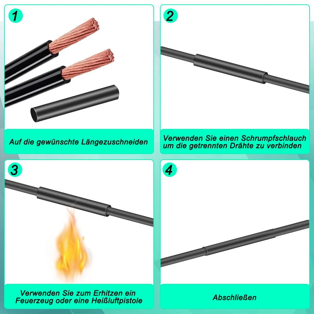 2 Pieces 4:1 Heat Shrink Tubing, Diameter 8 mm & 2 m Length, Heat Shrink Tubes with Adhesive, Waterproof and Insulation, Heat Shrink Tubing Sold by the Metre for Cable Insulation, Marking, Cable Ø8mm & 2m - Image 6