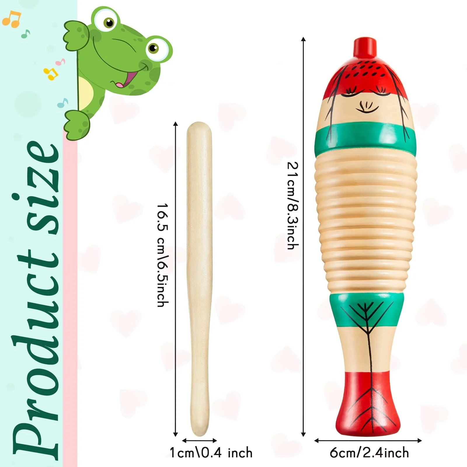 2 Pieces Colorful Fish Shaped Guiro Instrument Latin Percussion Musical Instruments Wooden Frog Instrument Musical Percussion Instruments for Adults Kids with Rhythm Sticks - Image 2