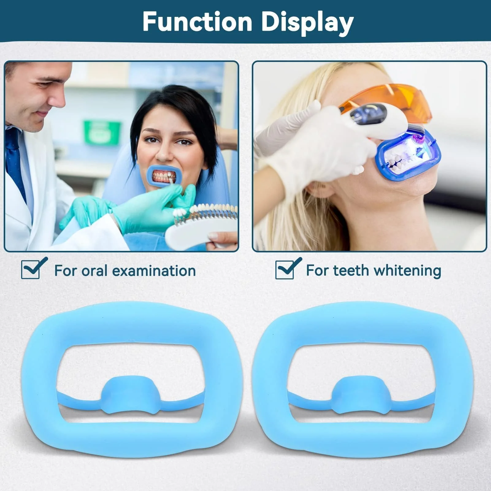 2 Pieces Dental Mouth Openers Reusable Autoclavable Silicone Teeth Whitening Cheek Holder Lip Holder for Dentist Mouth Inspection Mouth Guard Challenge Game (Blue) blue - Image 3