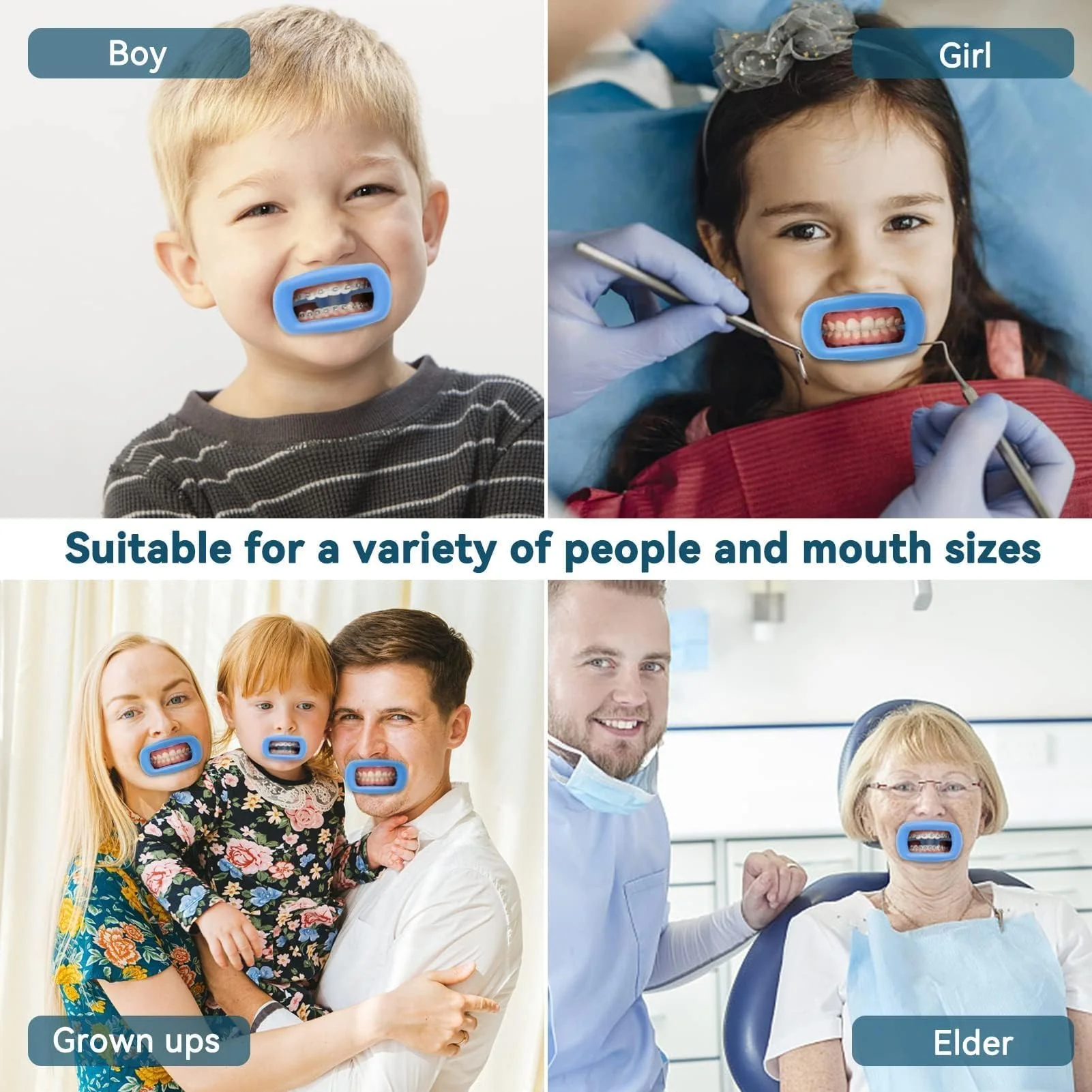 2 Pieces Dental Mouth Openers Reusable Autoclavable Silicone Teeth Whitening Cheek Holder Lip Holder for Dentist Mouth Inspection Mouth Guard Challenge Game (Blue) blue - Image 5