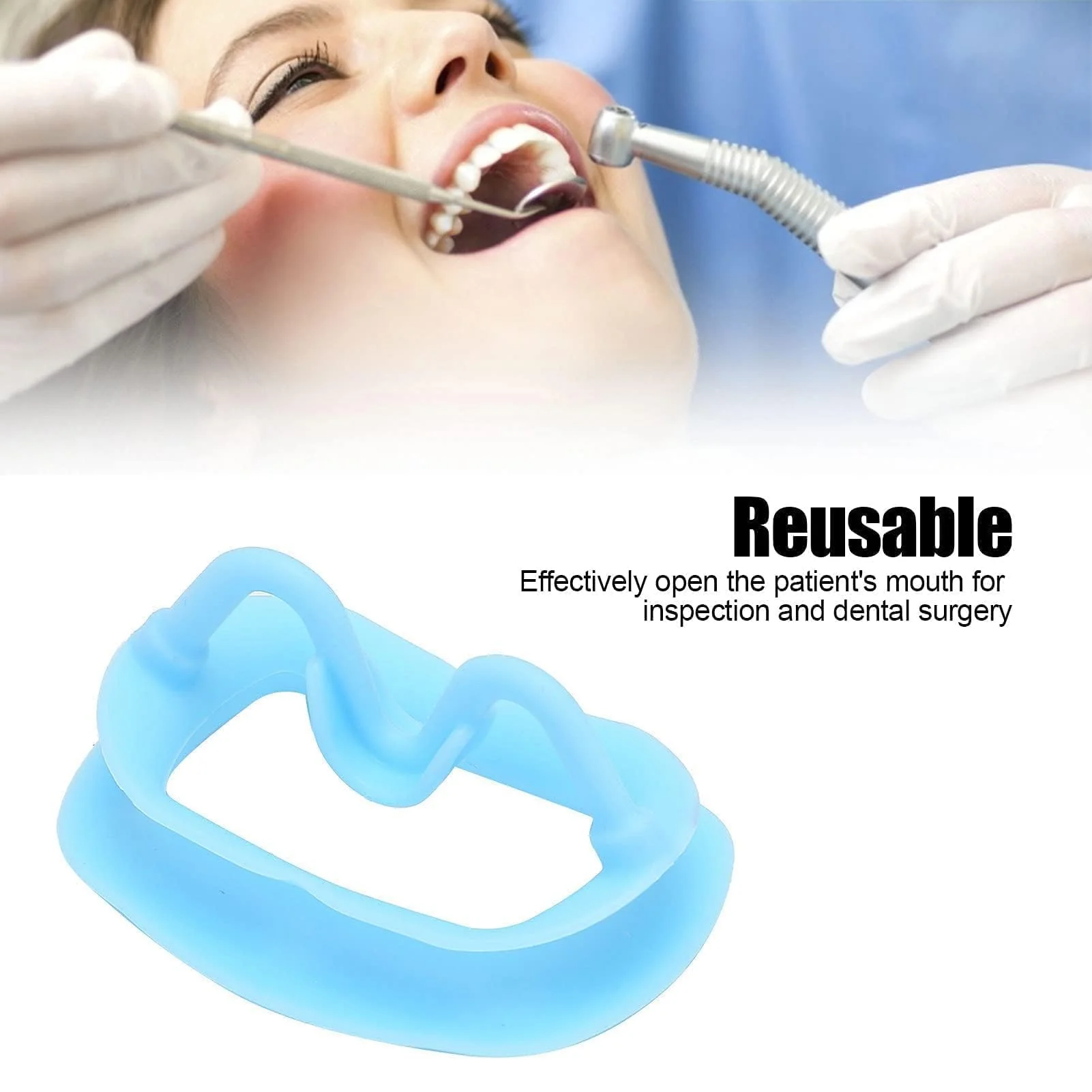 2 Pieces Dental Mouth Openers Reusable Autoclavable Silicone Teeth Whitening Cheek Holder Lip Holder for Dentist Mouth Inspection Mouth Guard Challenge Game (Blue) blue - Image 6