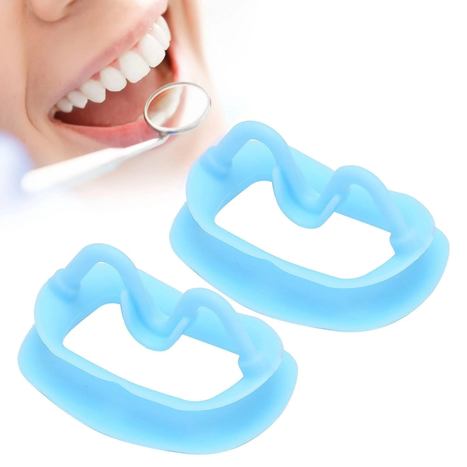 2 Pieces Dental Mouth Openers Reusable Autoclavable Silicone Teeth Whitening Cheek Holder Lip Holder for Dentist Mouth Inspection Mouth Guard Challenge Game (Blue) blue - Image 9