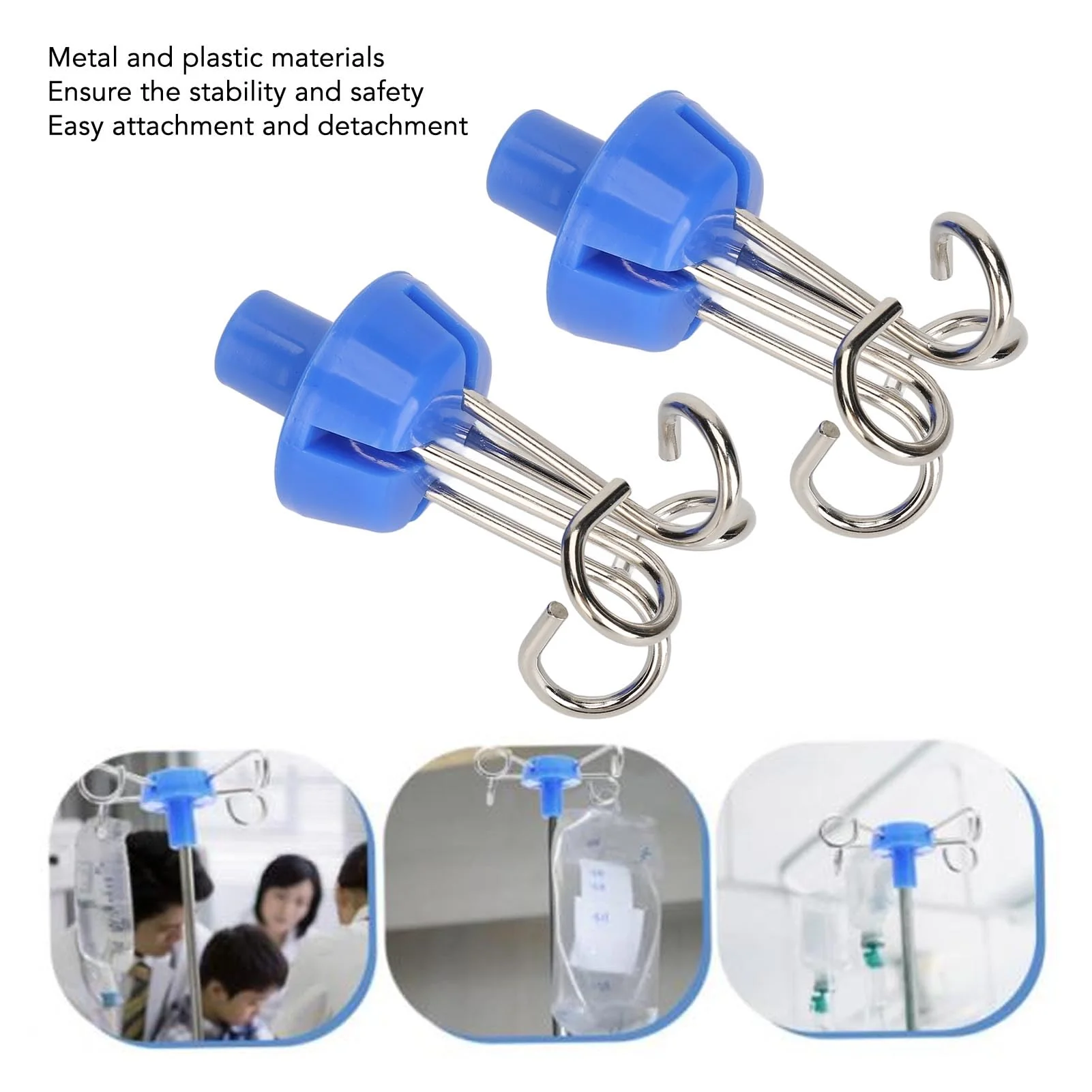 2 Pieces Infusion Stand Hanging Hooks, Infusion Stand Hook with 4 Hangers, Vertical Metal Infusion Stand Hook, Dropper Bag Hanger Hook for Home Hospitals - Image 2