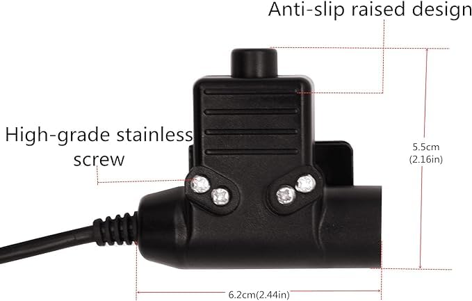 2 Pin K1 Plug Tactical Headset U94 PTT Adapter 7.1mm Push to Talk Radio Connector Cable for UV-5R AR-152 BF-888S BF-F8HP UV-82 UV-82HP (Military Wiring Type) Military Wiring Type - Image 4
