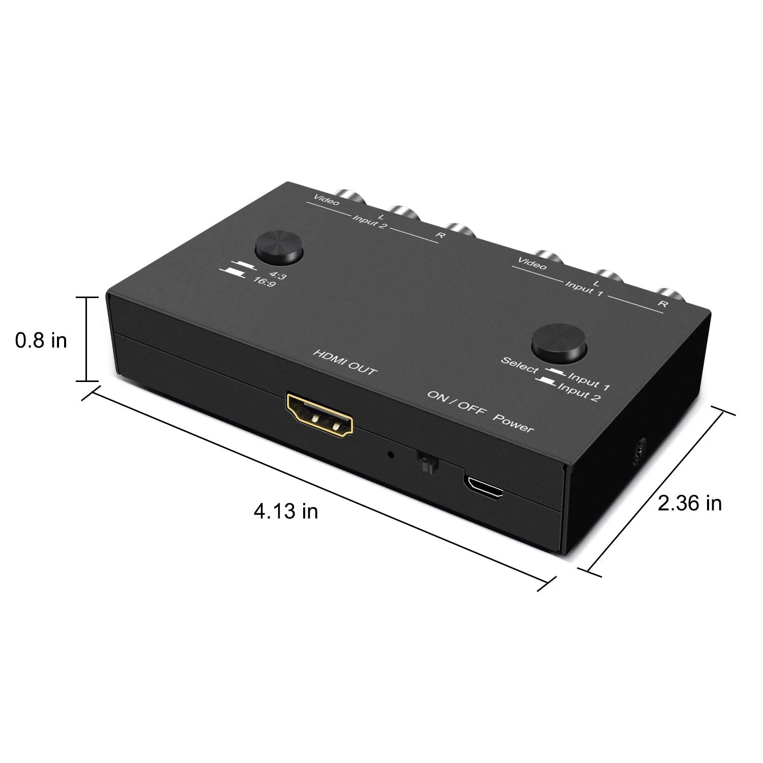 2 Port RCA/AV to HDMI Converter Adapter Support 16:9/4:3 for WII/N64/PS1/PS2/PS3/VHS/VCR/DVD Players etc(2 AV in 1 HDMI Out) 2Port AV to HDMI Converter - Image 7