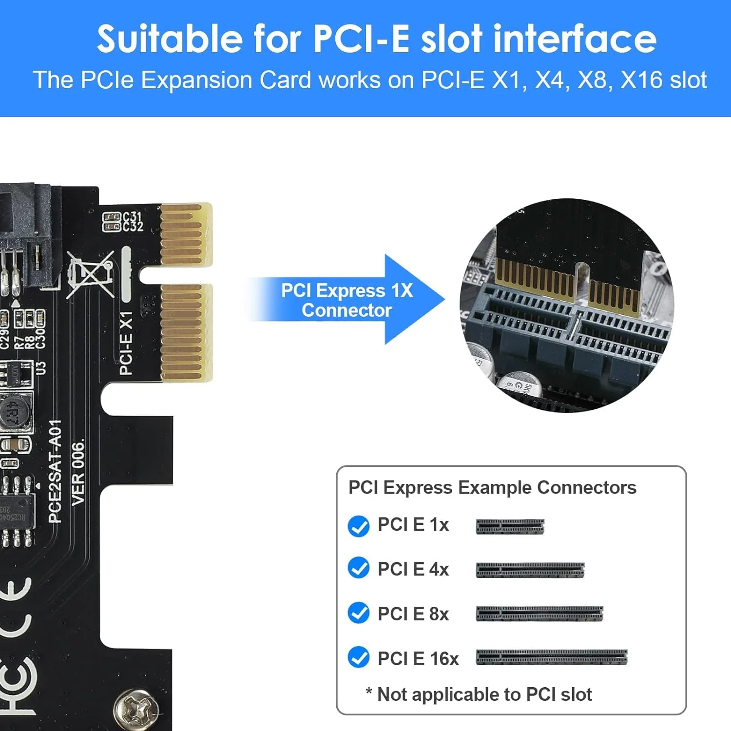 2-port SATA III 6Gbps Expansion Card, SATA Controller Card for PCI-Express Slot 1x 4X 8X 16x, Supports Windows Systems, Ubuntu, Vista - Image 3