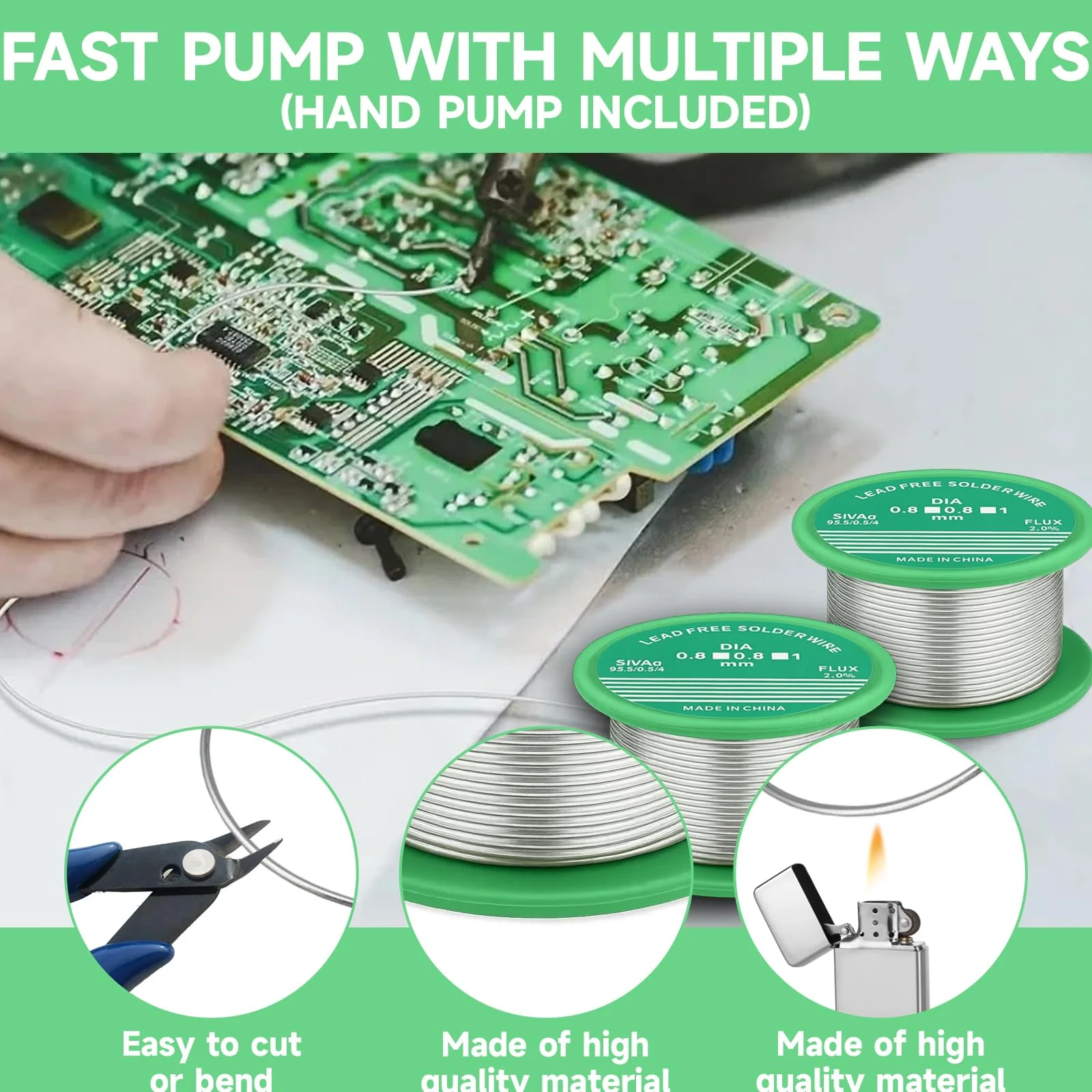 2 Rolls of Solder Lead Soldering Wire with Flux 0.8 mm, 30 g per Roll, for Electronic Repairs and Model Making - Image 3