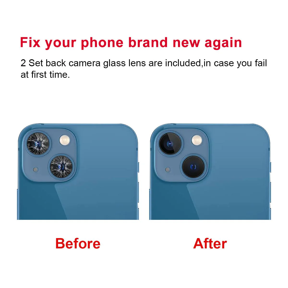 2 Set OEM Back Rear Camera Lens Glass Replacement for iPhone 13 and iPhone 13 Mini with pre-Installed Adhesive and Reparing Toolkit iPhone 13 / iPhone 13 mini - Image 4