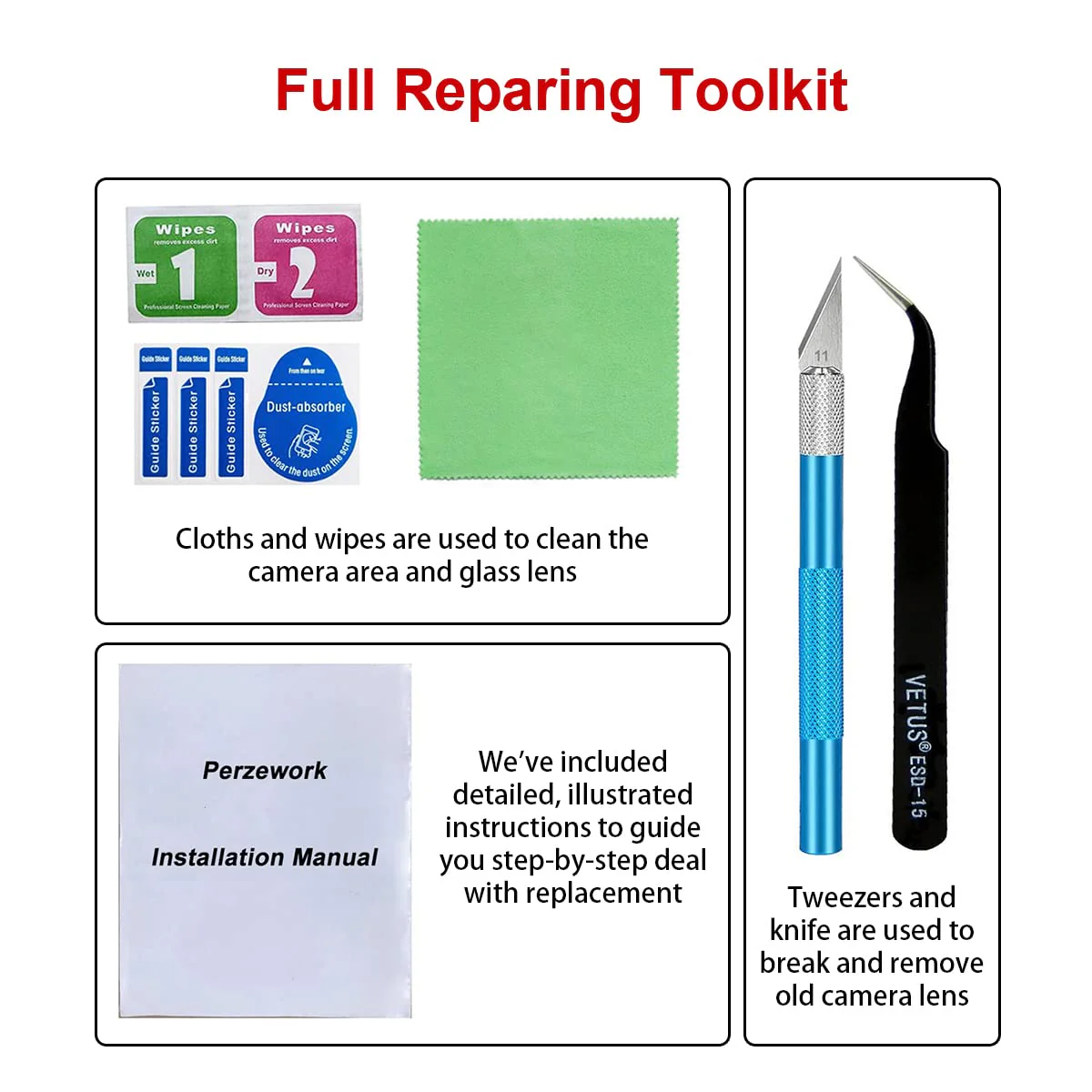 2 Set OEM Back Rear Camera Lens Glass Replacement for iPhone 13 and iPhone 13 Mini with pre-Installed Adhesive and Reparing Toolkit iPhone 13 / iPhone 13 mini - Image 7