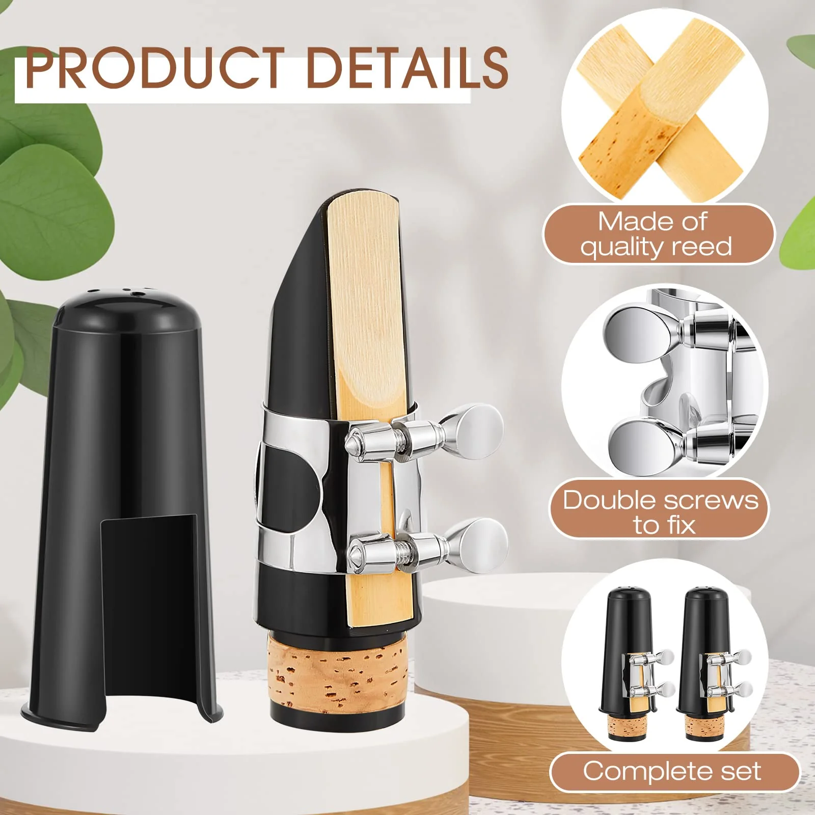 2 Sets Clarinet Mouthpiece Clarinet Reeds 2.5 Clarinet Mouthpiece Kit with Clarinet Ligature Plastic Cap Bb Clarinet Reeds 2.5 Strength Reeds for Clarinet Use Replacement Supply - Image 3