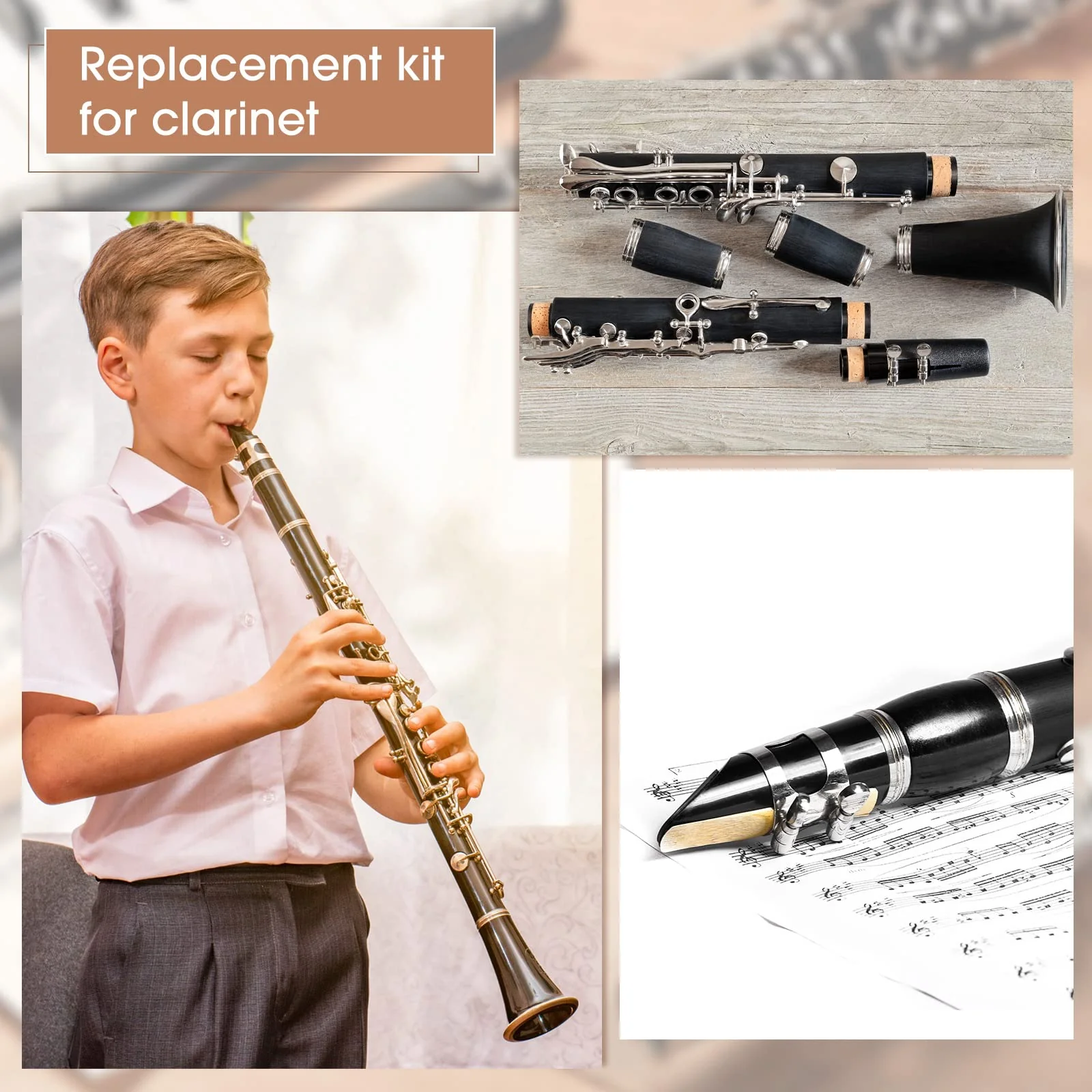 2 Sets Clarinet Mouthpiece Clarinet Reeds 2.5 Clarinet Mouthpiece Kit with Clarinet Ligature Plastic Cap Bb Clarinet Reeds 2.5 Strength Reeds for Clarinet Use Replacement Supply - Image 4
