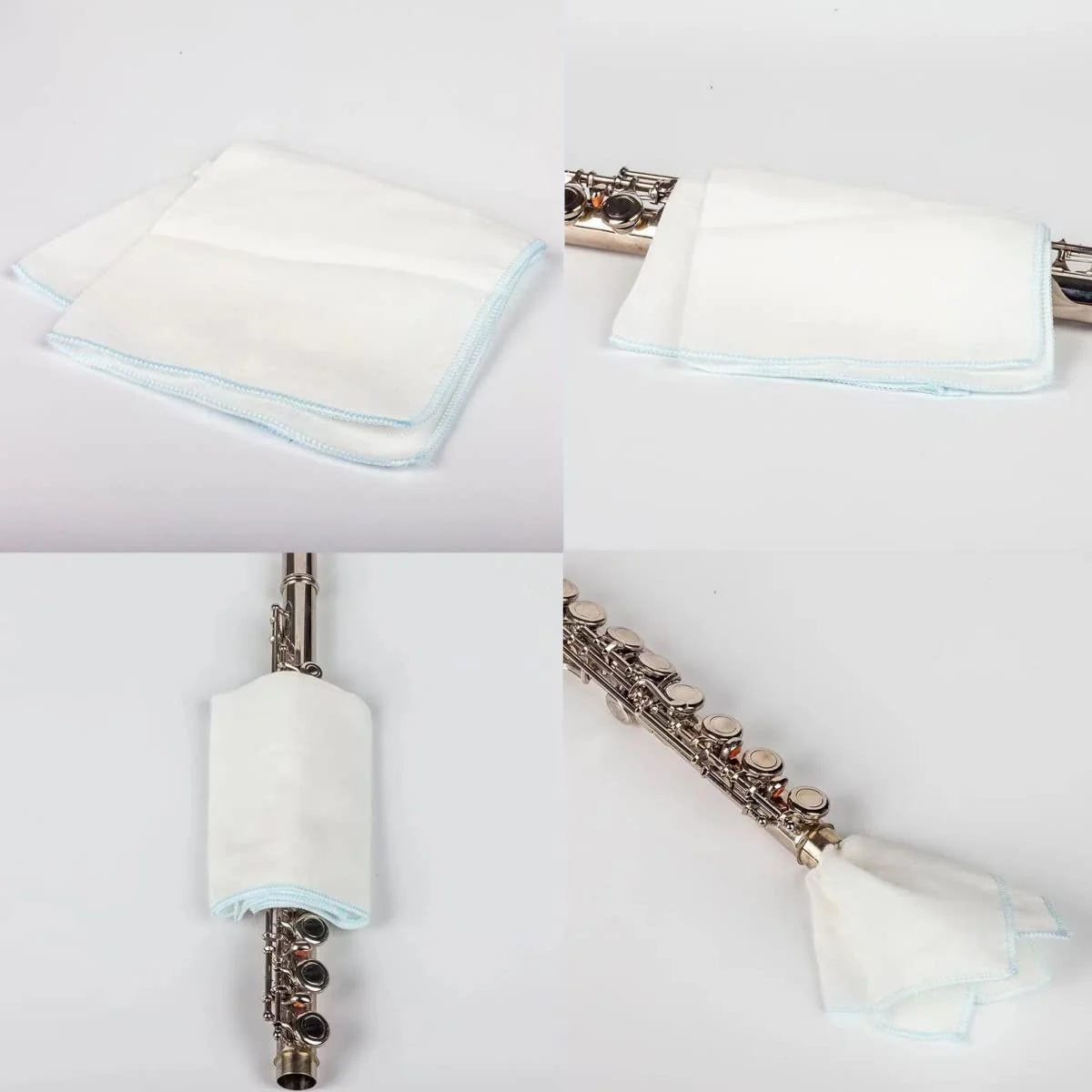 2 Sets Flute Cleaning Kit Wood + Plastic Cleaning Rod Stick Swab + Cotton Gauze Cleaning Cloth for Inside Drying Wooden Flutes Sweeping Piccolo Woodwind Instruments Maintenance Cleaner - Image 8