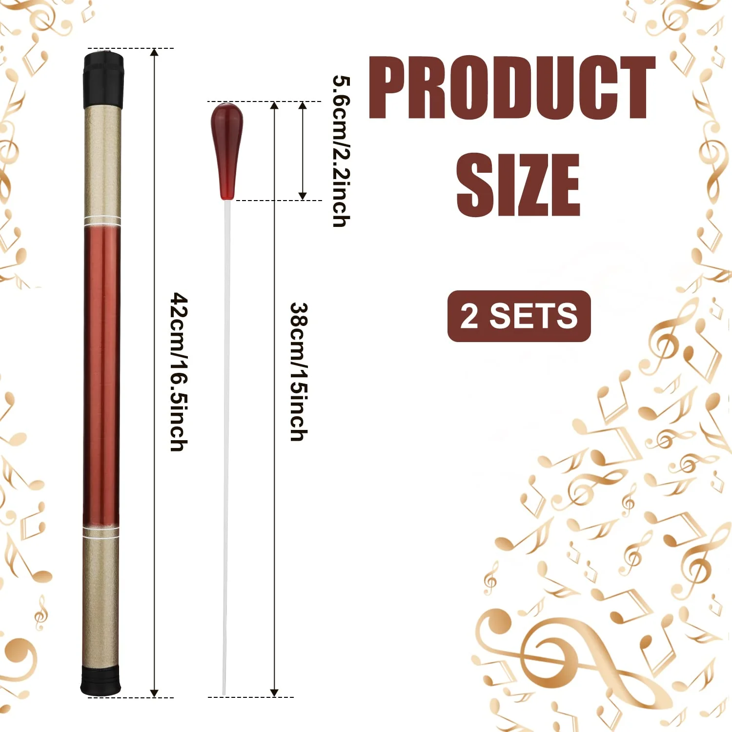 2 Sets Music Conductor Batons with Dulcimer Cylinders, Orchestra Baton Conducting Baton Orchestra Conductor Baton for Orchestra Concert Theater Band - Image 2