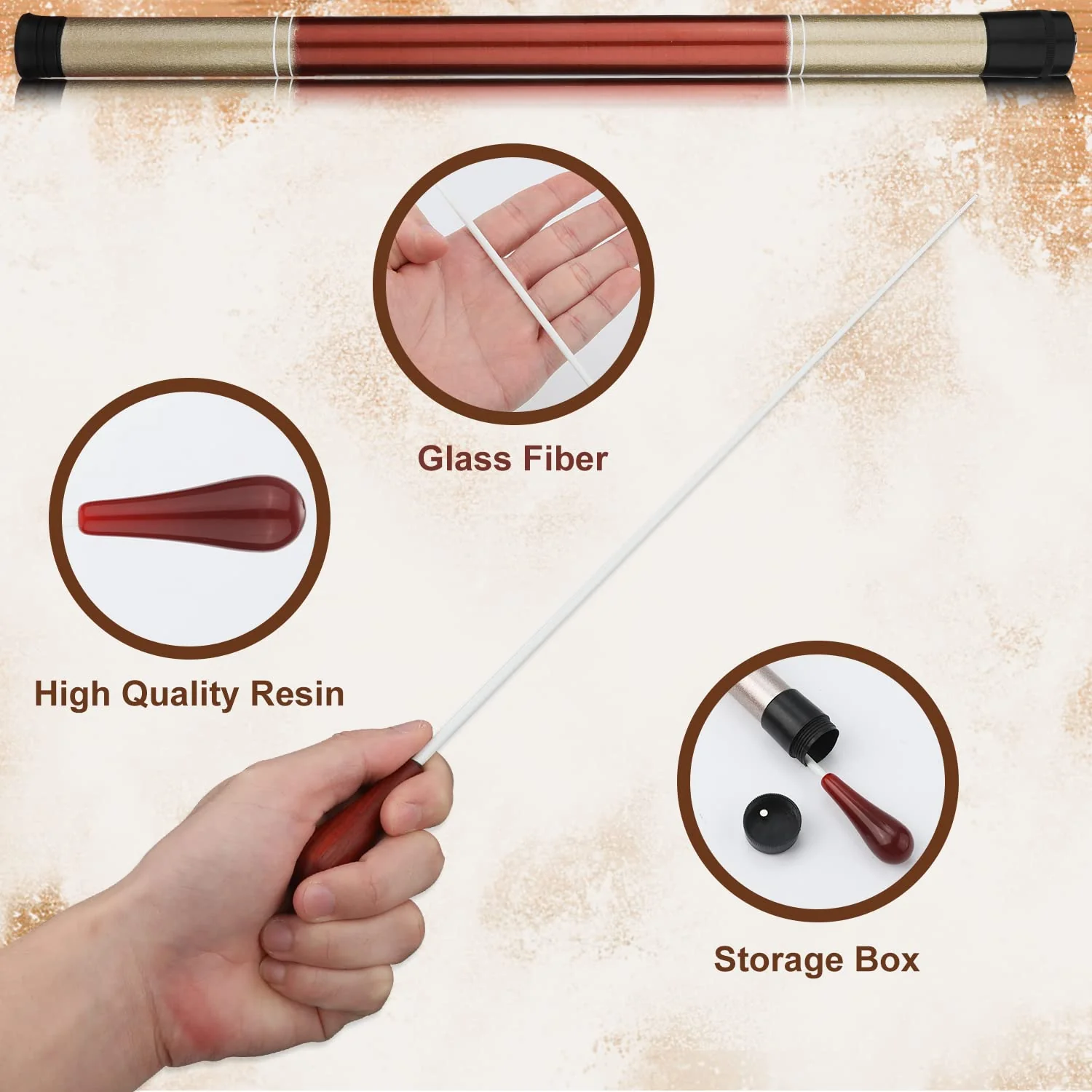 2 Sets Music Conductor Batons with Dulcimer Cylinders, Orchestra Baton Conducting Baton Orchestra Conductor Baton for Orchestra Concert Theater Band - Image 3