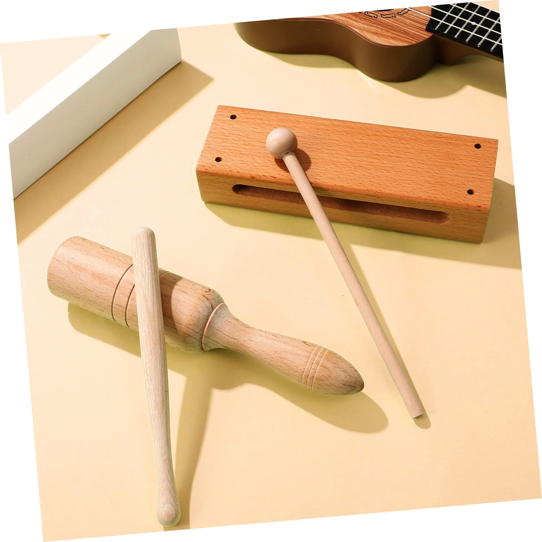 2 Sets orff instrument music lummi sticks percussion instruments wood block with mallet wood percussion blocks rhythm blocks handheld wood blocks macaras major depth sounder wooden Medium As Shown - Image 3