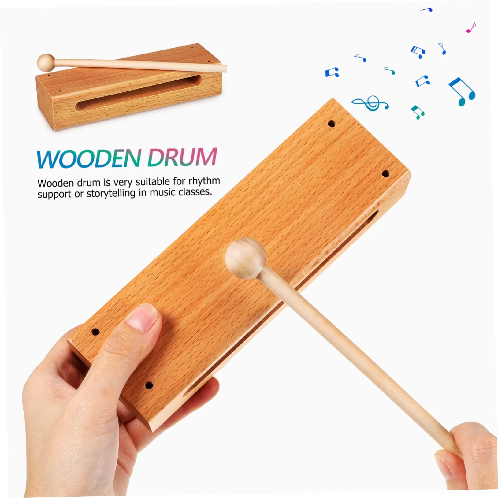 2 Sets orff instrument music lummi sticks percussion instruments wood block with mallet wood percussion blocks rhythm blocks handheld wood blocks macaras major depth sounder wooden Medium As Shown - Image 4