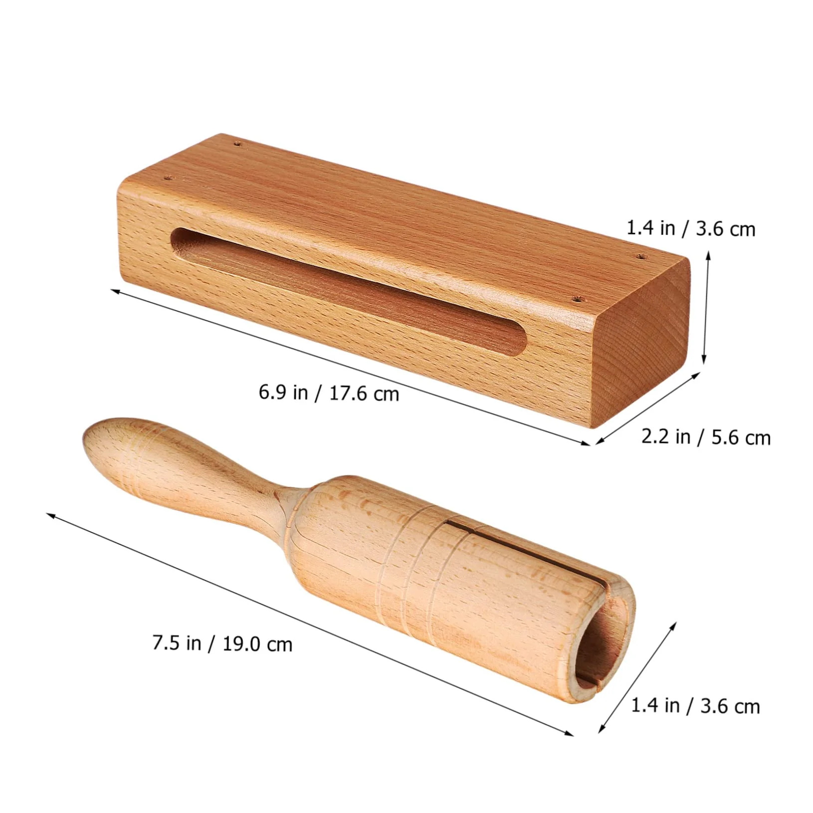 2 Sets orff instrument music lummi sticks percussion instruments wood block with mallet wood percussion blocks rhythm blocks handheld wood blocks macaras major depth sounder wooden Medium As Shown - Image 6