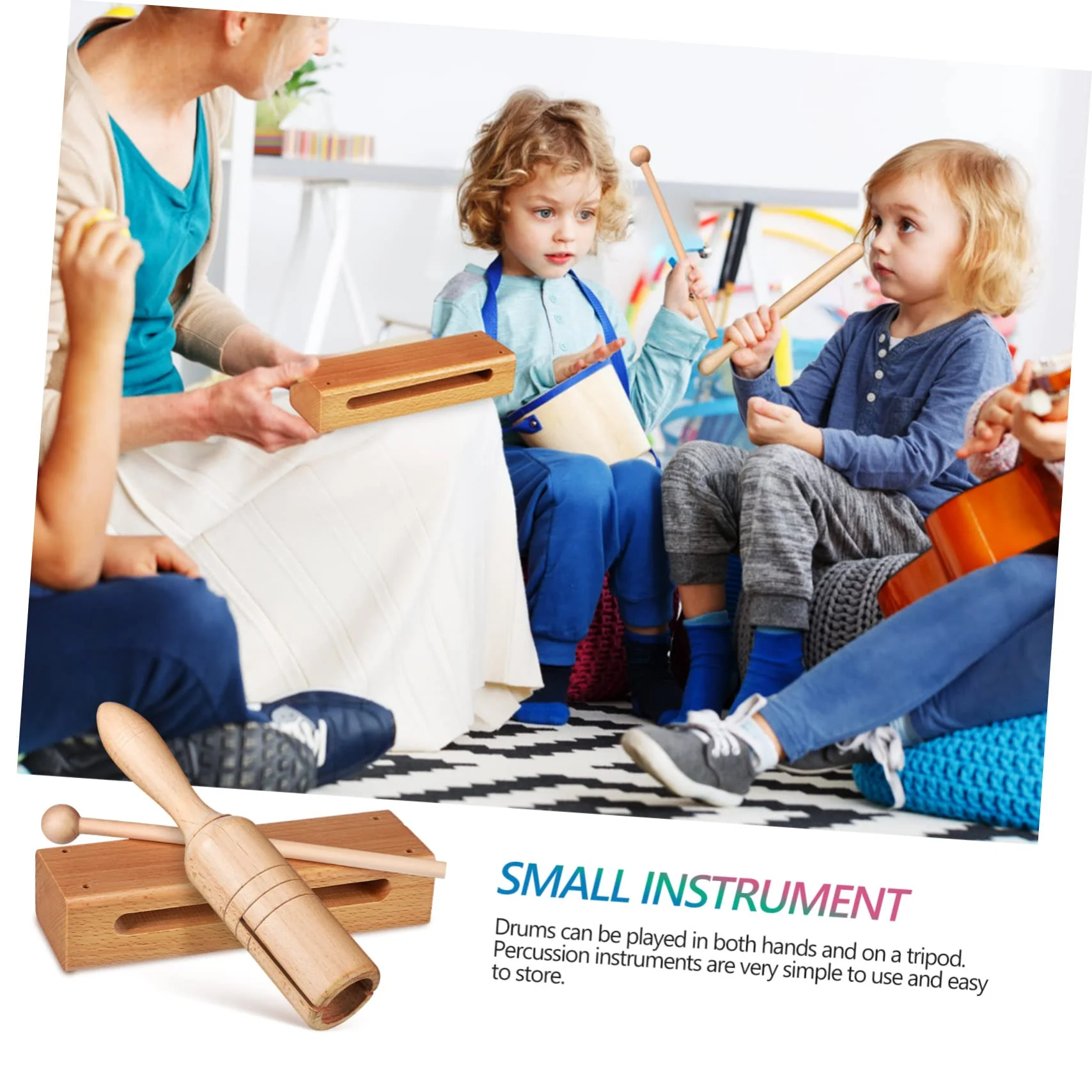 2 Sets orff instrument music lummi sticks percussion instruments wood block with mallet wood percussion blocks rhythm blocks handheld wood blocks macaras major depth sounder wooden Medium As Shown - Image 7