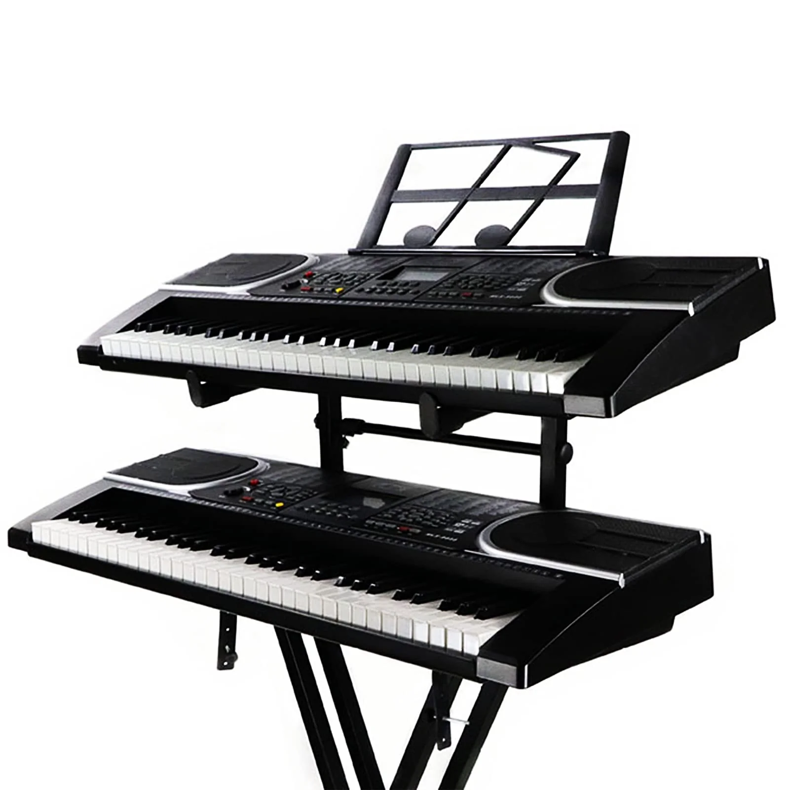 2 Tier Keyboard Stand Attachment Adjustable Electric Digital Piano Stand for 54 - 88 Key Music Keyboards Rack Holder Adjustable Width 15-27 inch Music Instrument Accessories - Image 2
