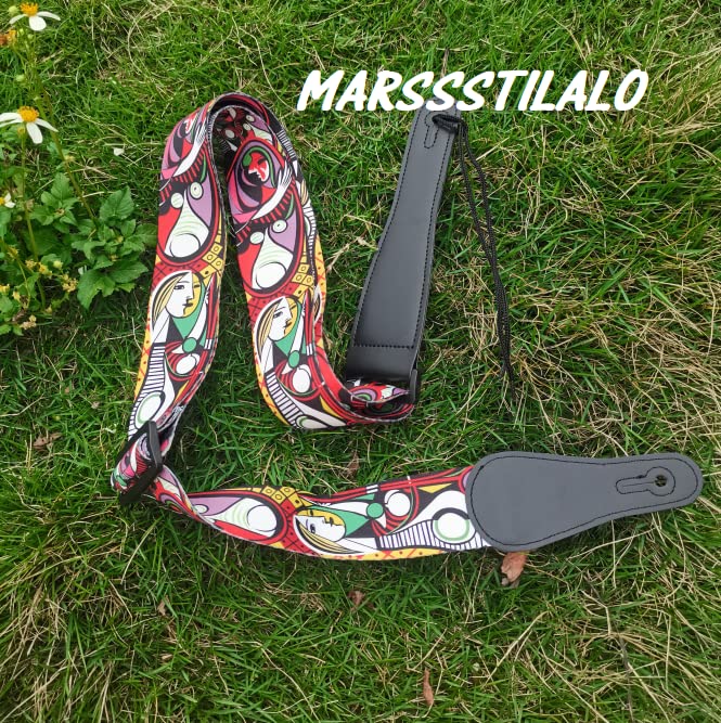 2" Unique Design Durable Classic Paiting Printed Silkly-Like Polyster Folk Acoustic Guitar Electric Bass Strap - Image 2