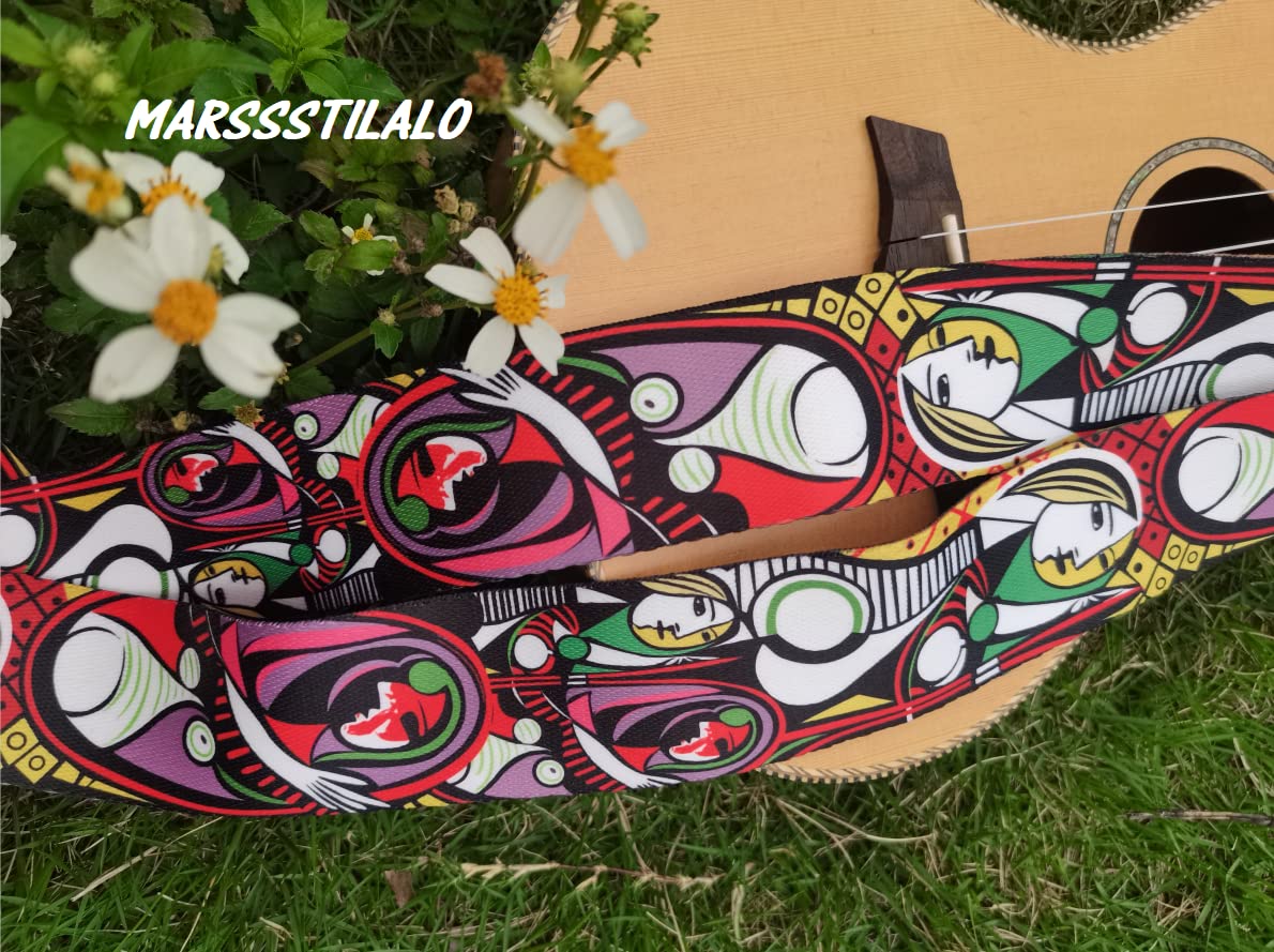 2" Unique Design Durable Classic Paiting Printed Silkly-Like Polyster Folk Acoustic Guitar Electric Bass Strap - Image 5