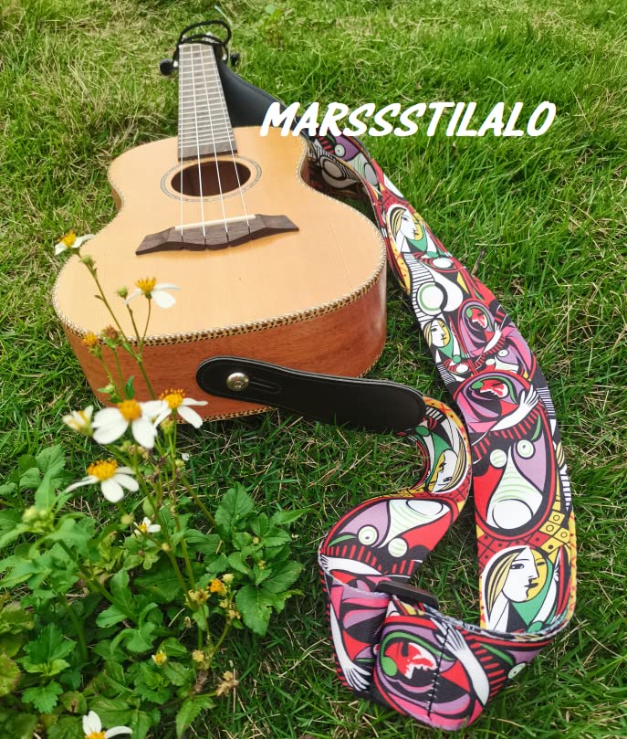 2" Unique Design Durable Classic Paiting Printed Silkly-Like Polyster Folk Acoustic Guitar Electric Bass Strap - Image 6