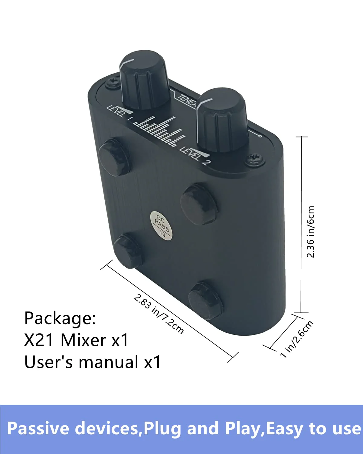 2 Way Audio mixer 3.5mm Un-powered mixer, 2 to 1 Stereo aux 3.5mm line levels control Box mini passive mixer X21 - Image 5