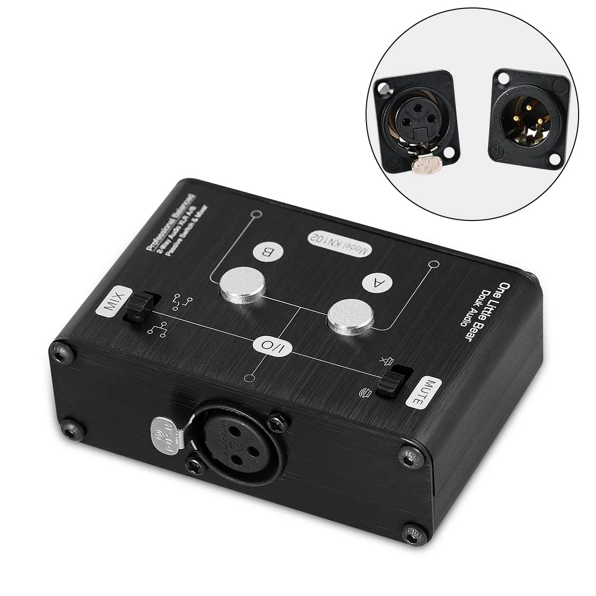 2 Way XLR Balanced Stereo Audio Switcher Passive A/B Mini Switch Box Mixer Sound Splitter (KN102, 1-IN-2-OUT) KN102-1-IN-2-OUT - Image 8